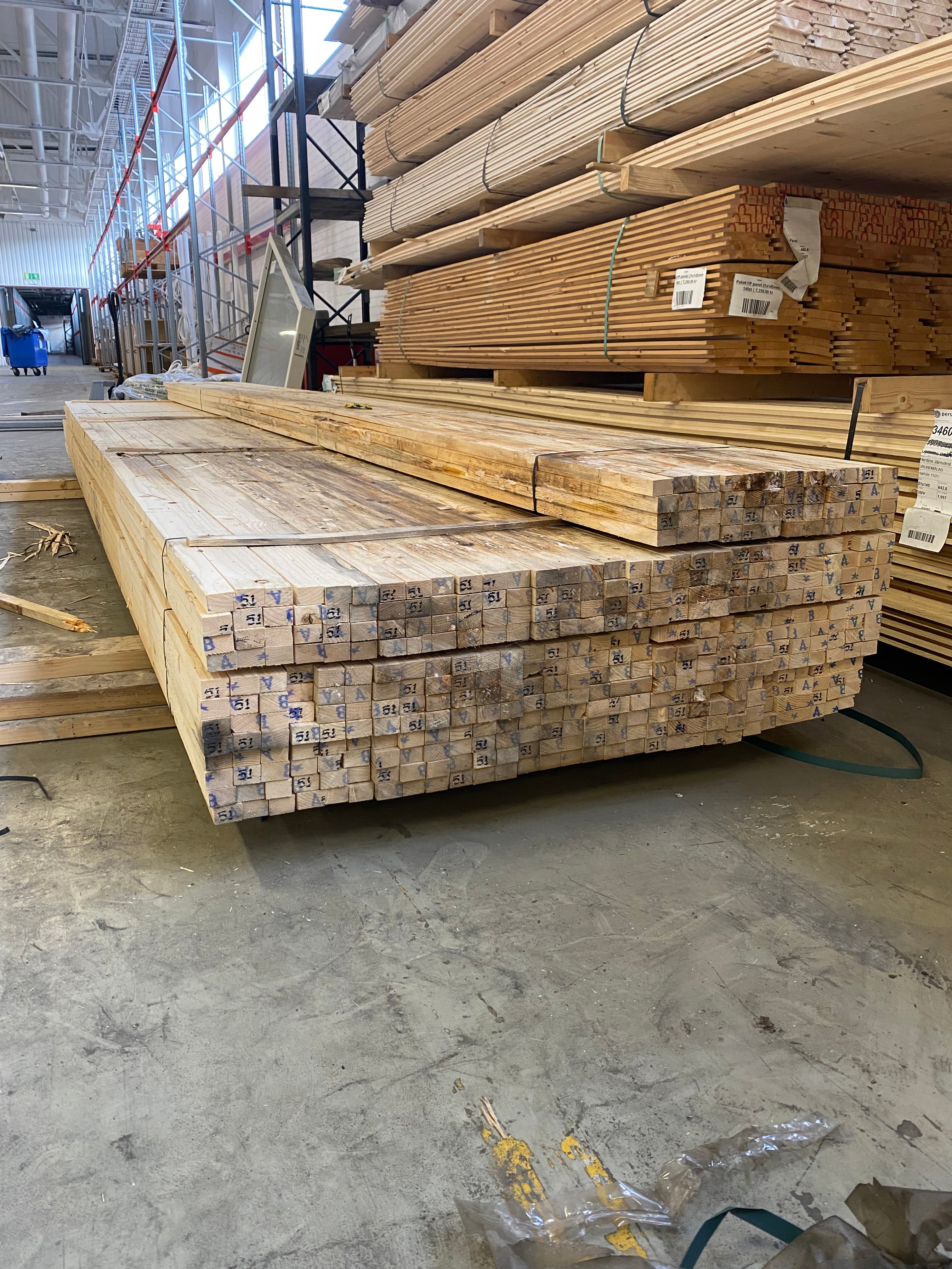 Paket Läkt 25x36mm 5.1m Vattenskadat