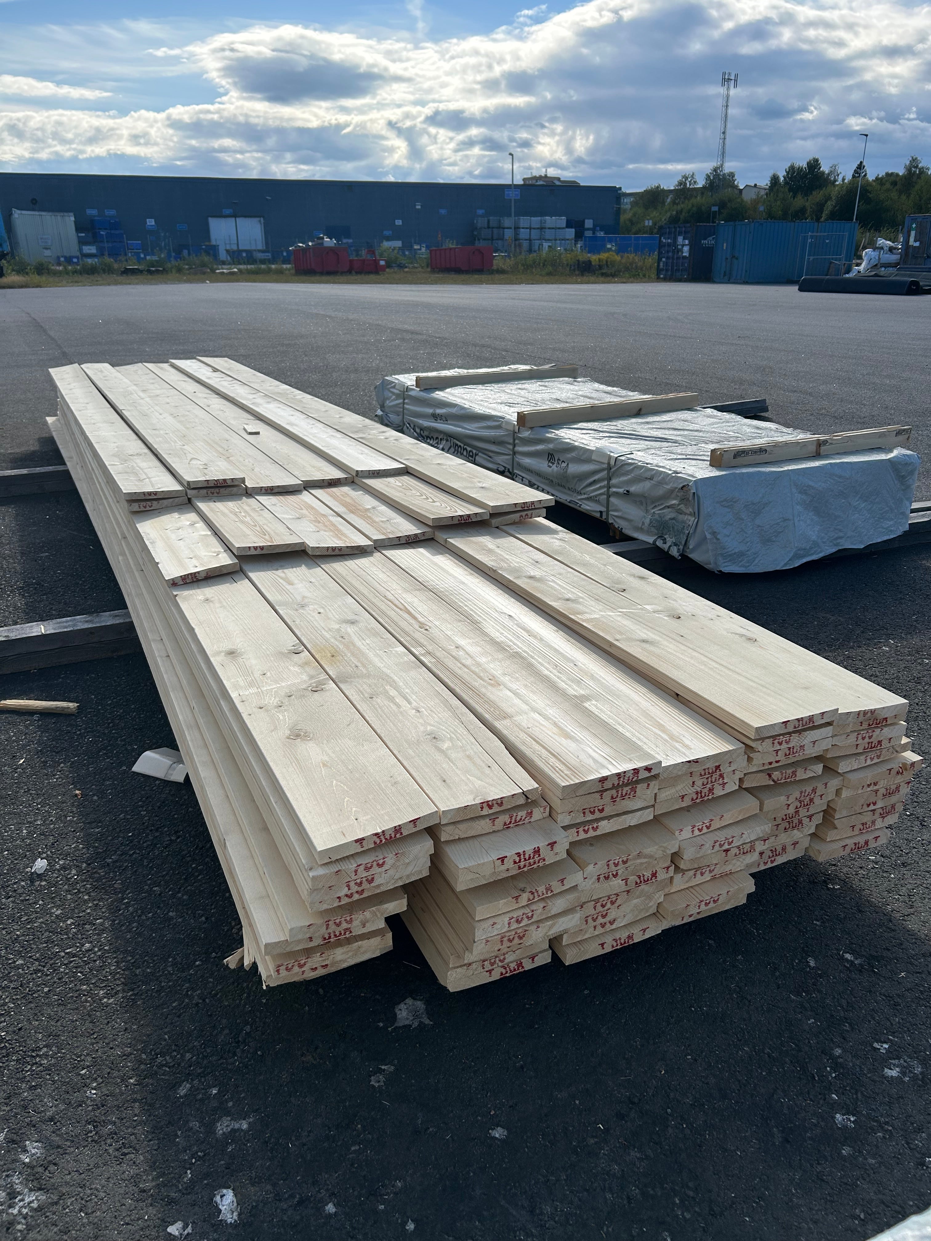 Paket Finsågad Panel 22x170mm 82st 3.60–5.40m – Andra sortering