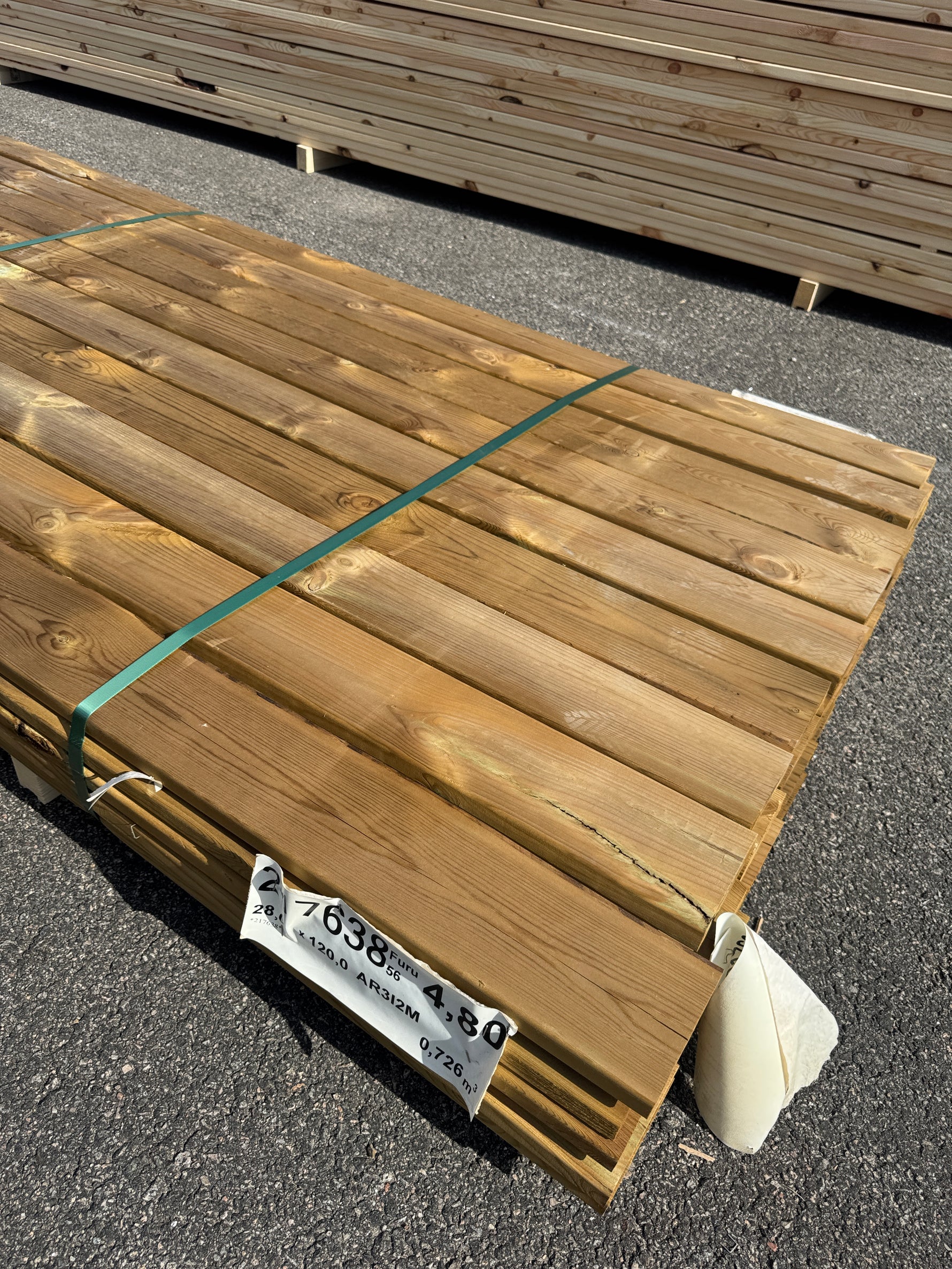 Paket Tryckimpregnerad Trall 28x120 – 45st – 4.80 m – NTR AB – B - Sortering
