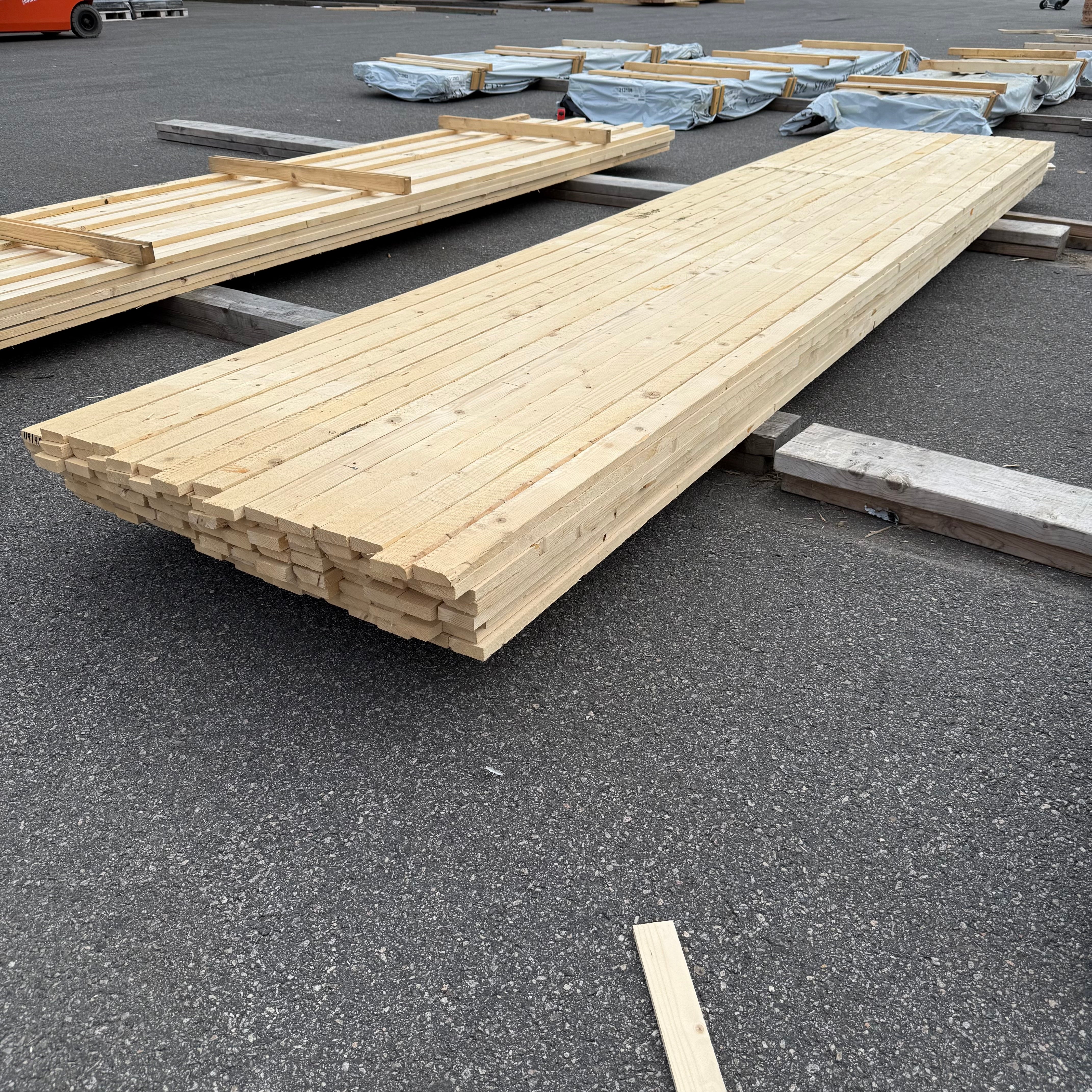 Paket Brädor 19x63mm – 119 st (4,50 m, gran, ohyvlad/råsågad)