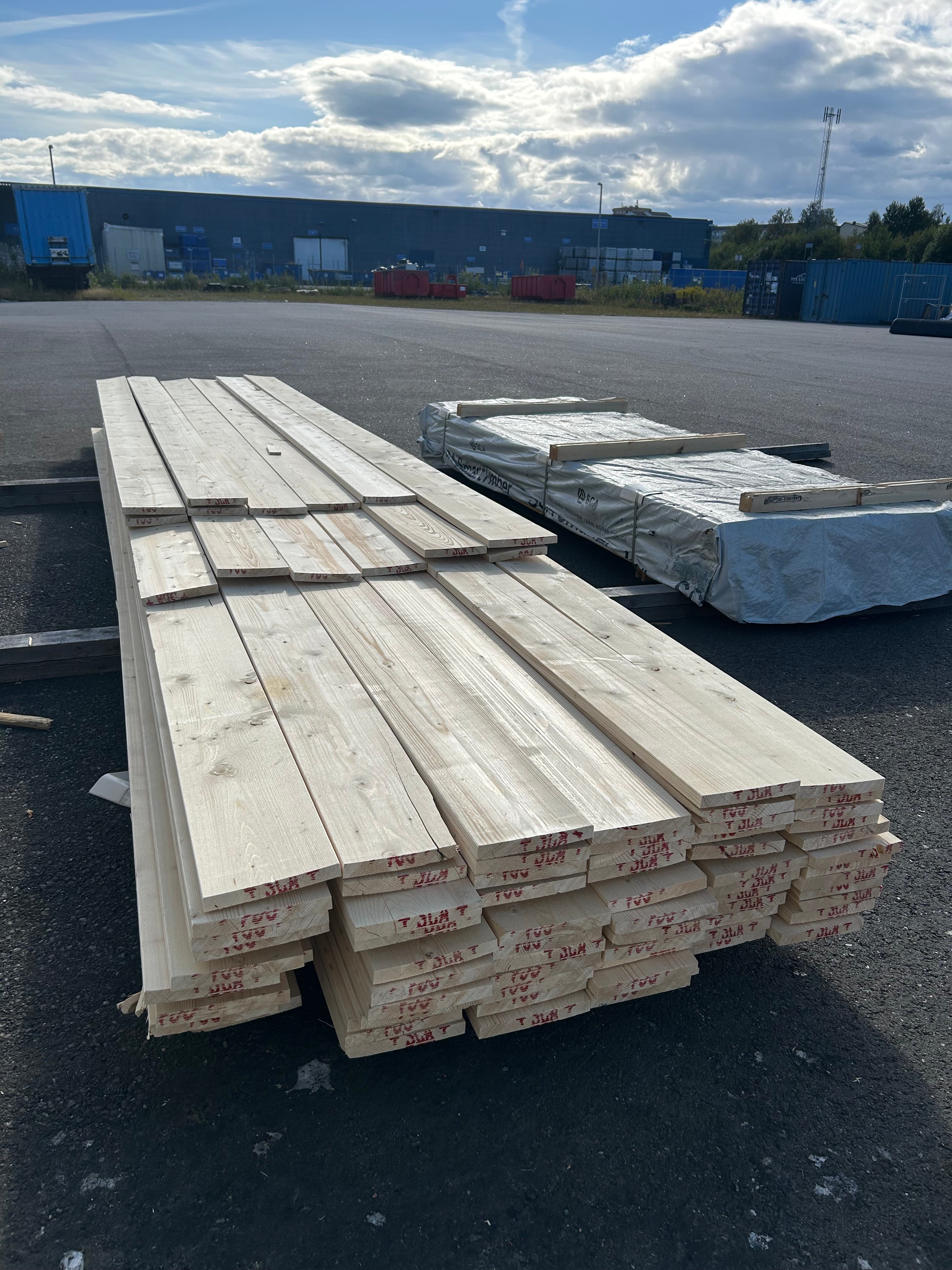 Paket Finsågad Panel 22x170mm 82st 3.60–5.40m – Andra sortering