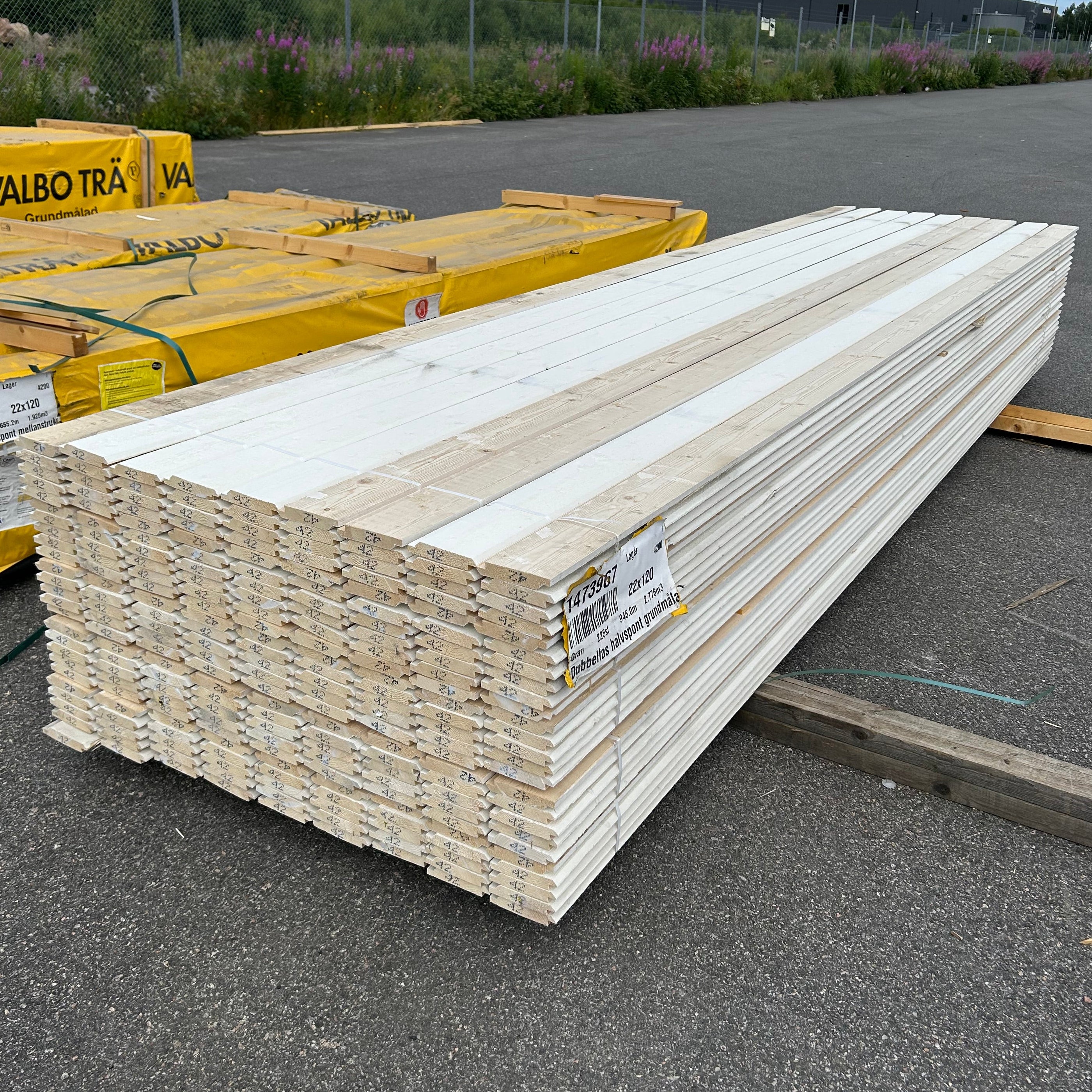 Paket Dubbelfas Halvspont 22x120mm 4.20m Grundmålad 225st