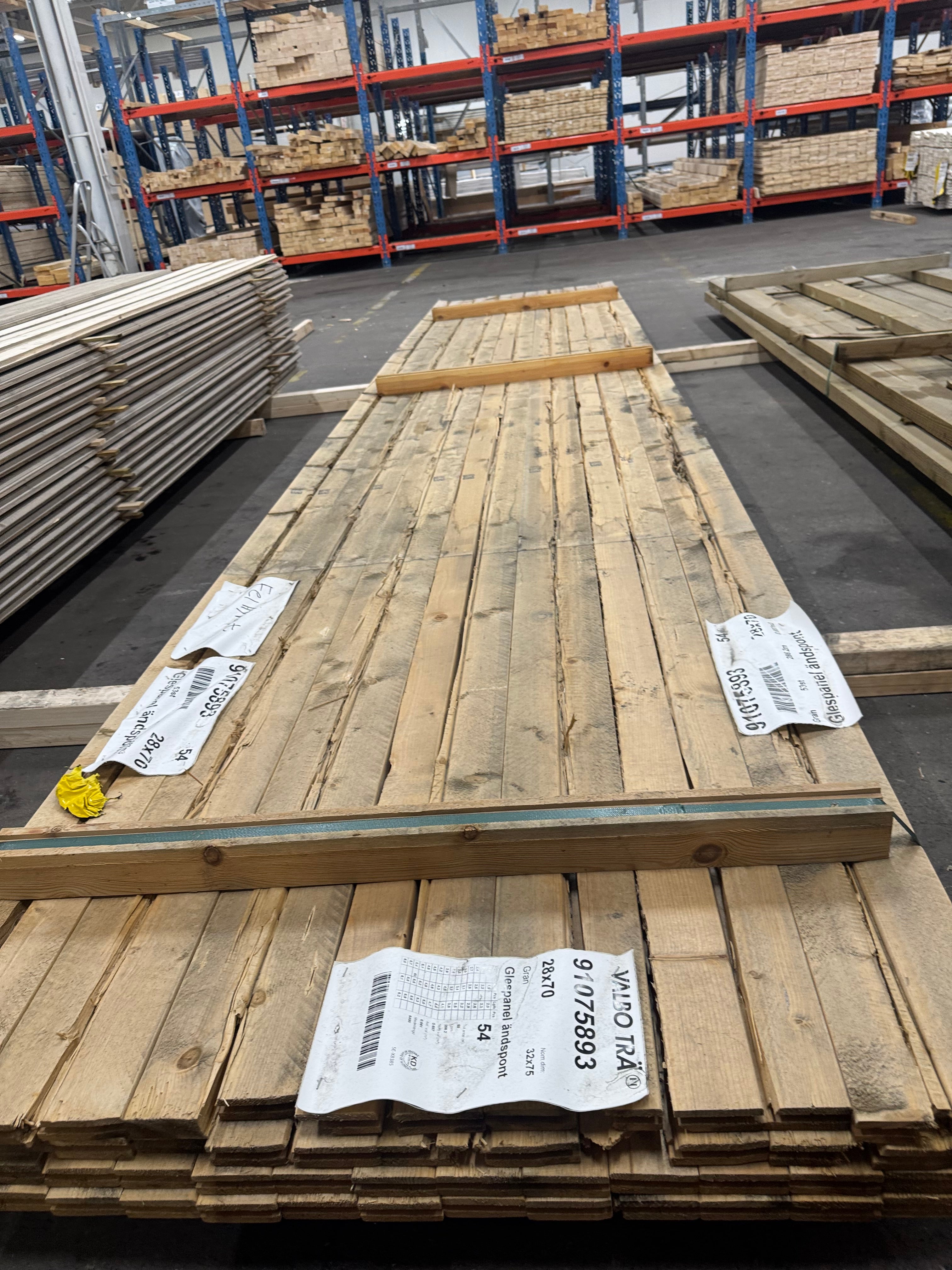 Paket Glespanel Felhyvlad 28x70mm – 60 st (5,40 m)