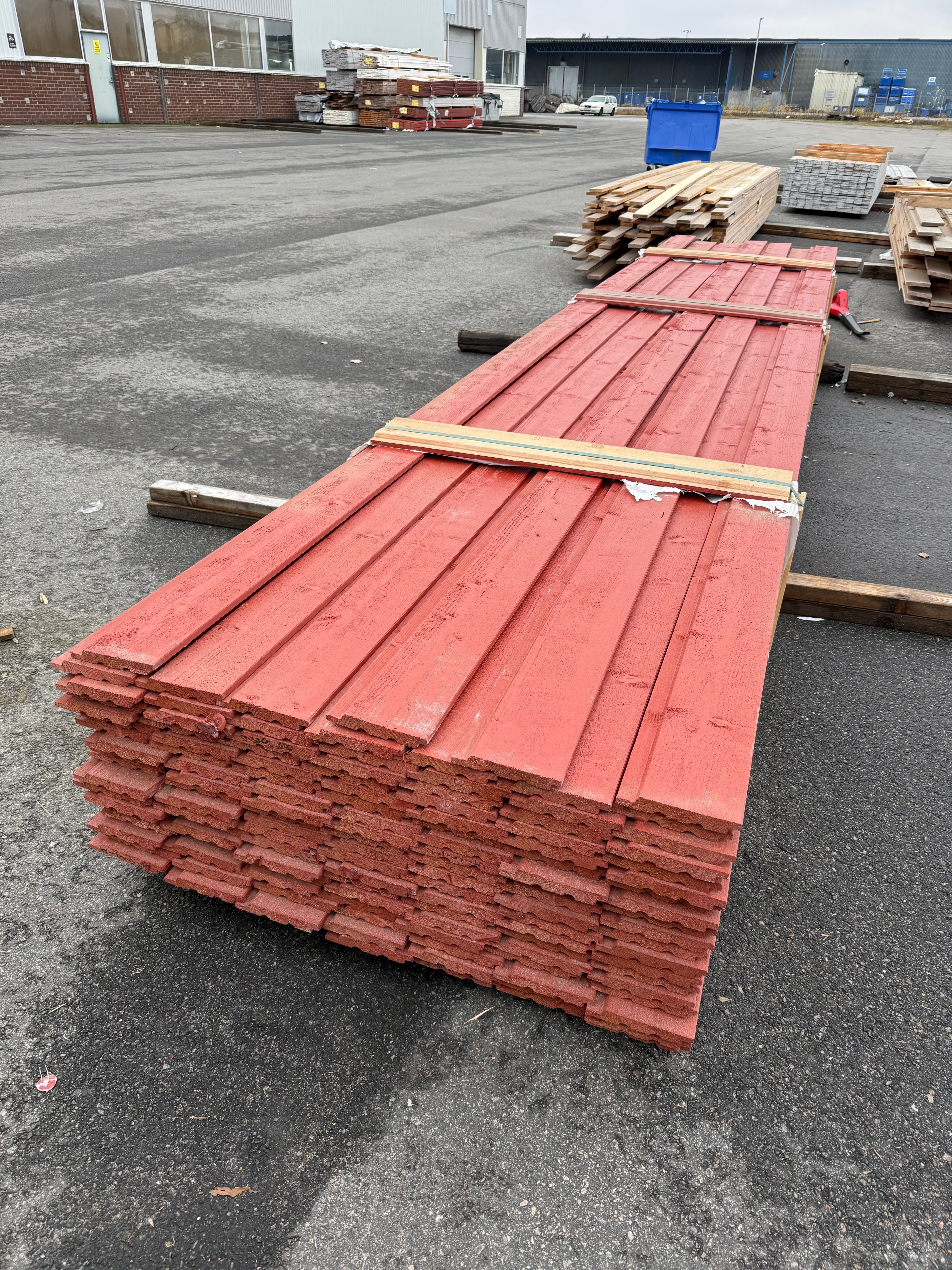 Paket Ytterpanel Falsad Enkelfas 21x147mm – 130 st (5,10 m, Brandröd)