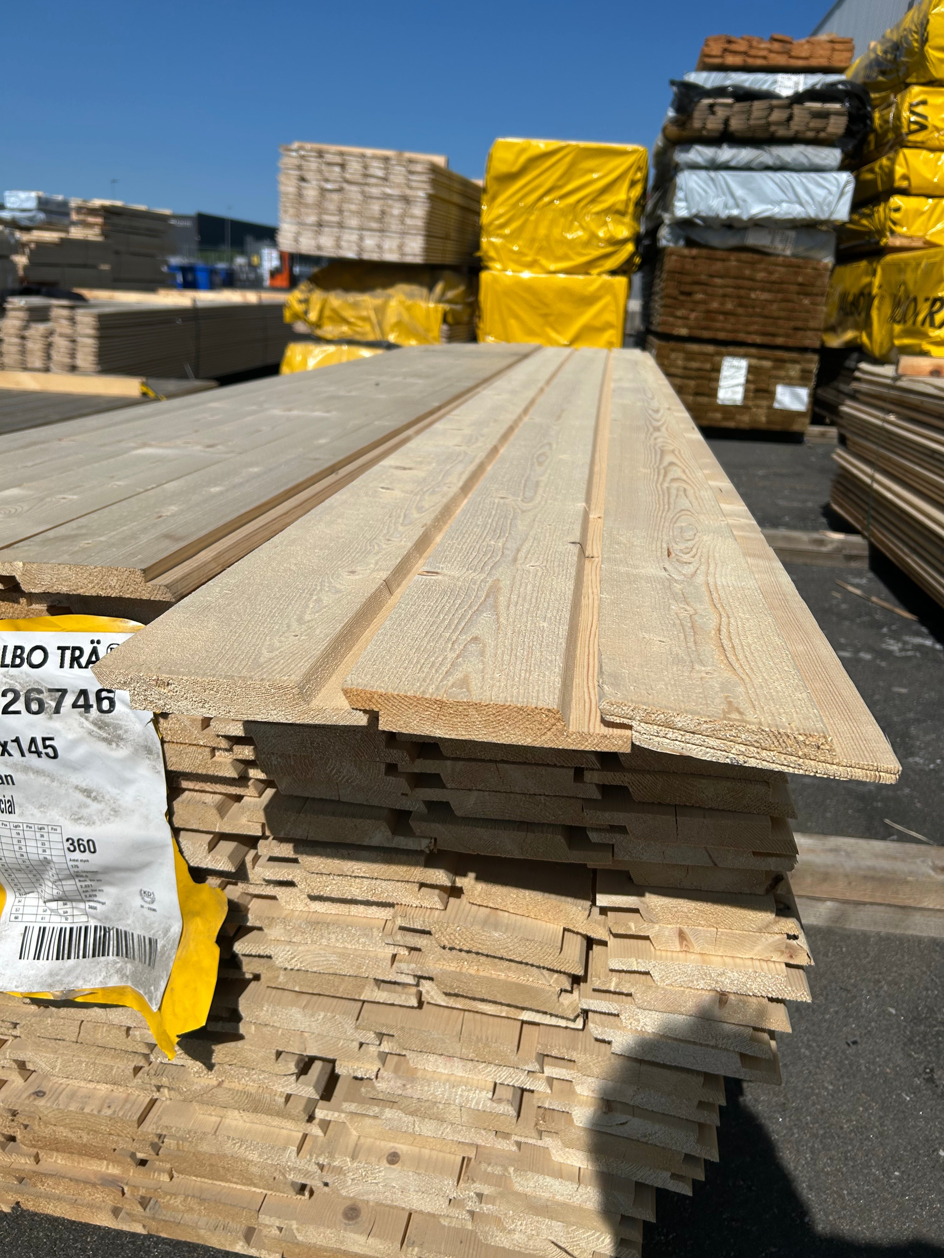 Paket Ytterpanel 22x145mm 3.60m 182st obehandlad
