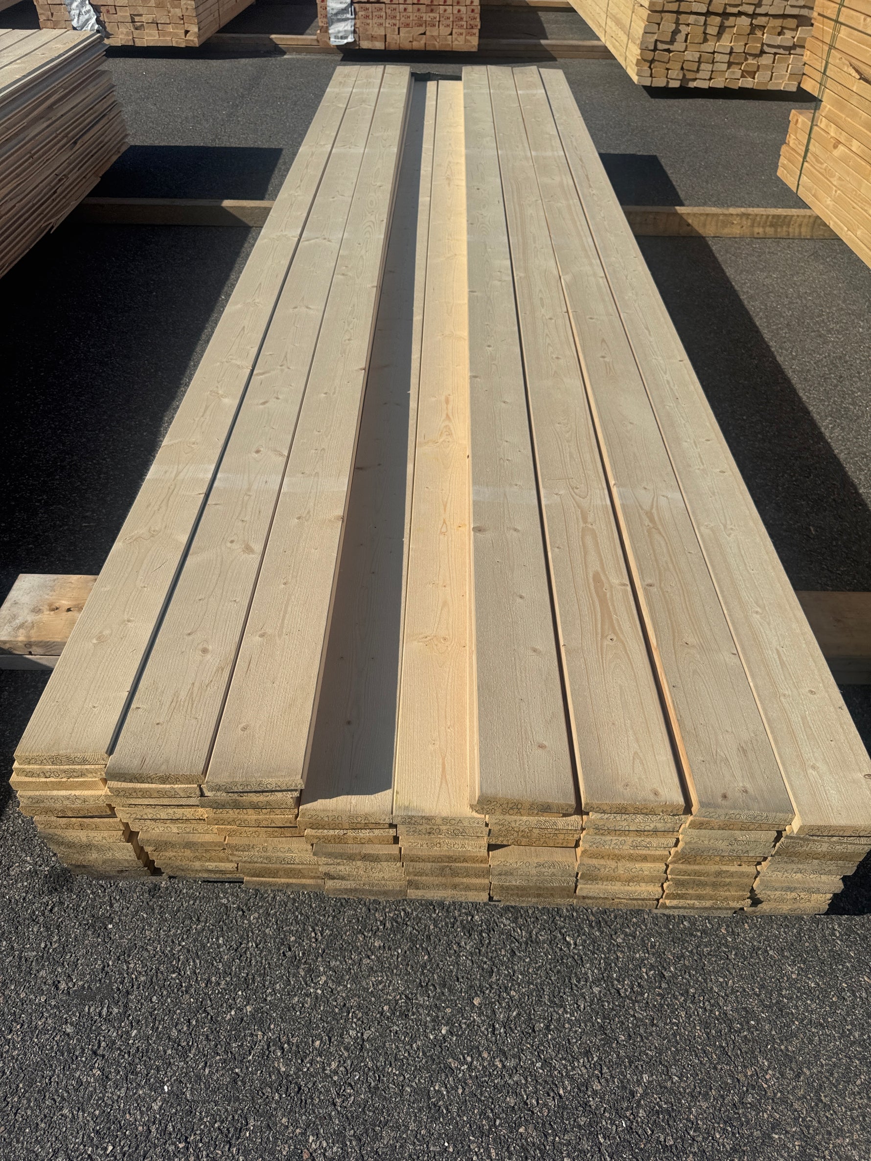 Paket Finsågade Brädor 22x120mm 4,20m 114st B-sortering