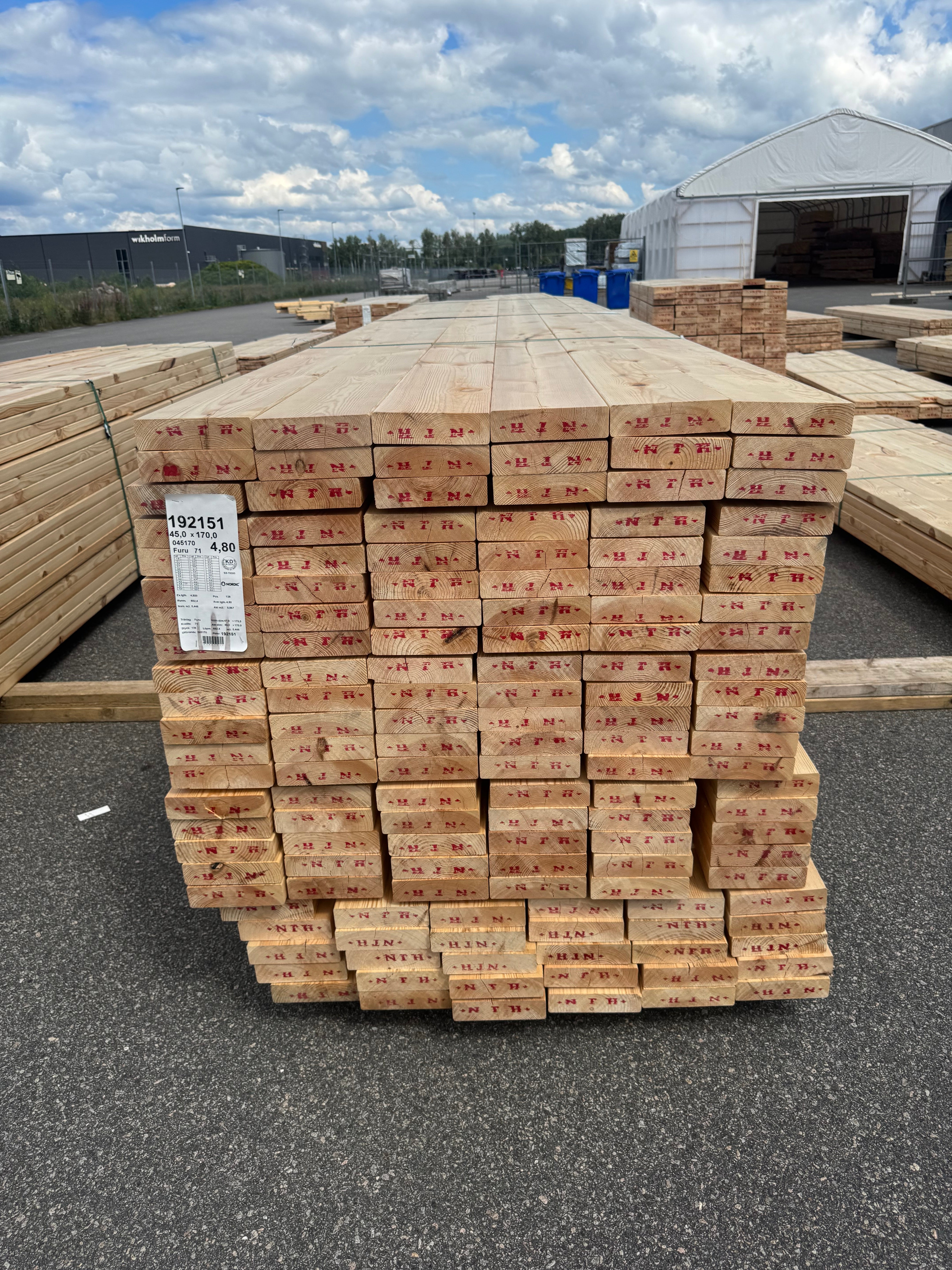 Paket Reglar 45x170 – 138 st (4,80 m, furu)