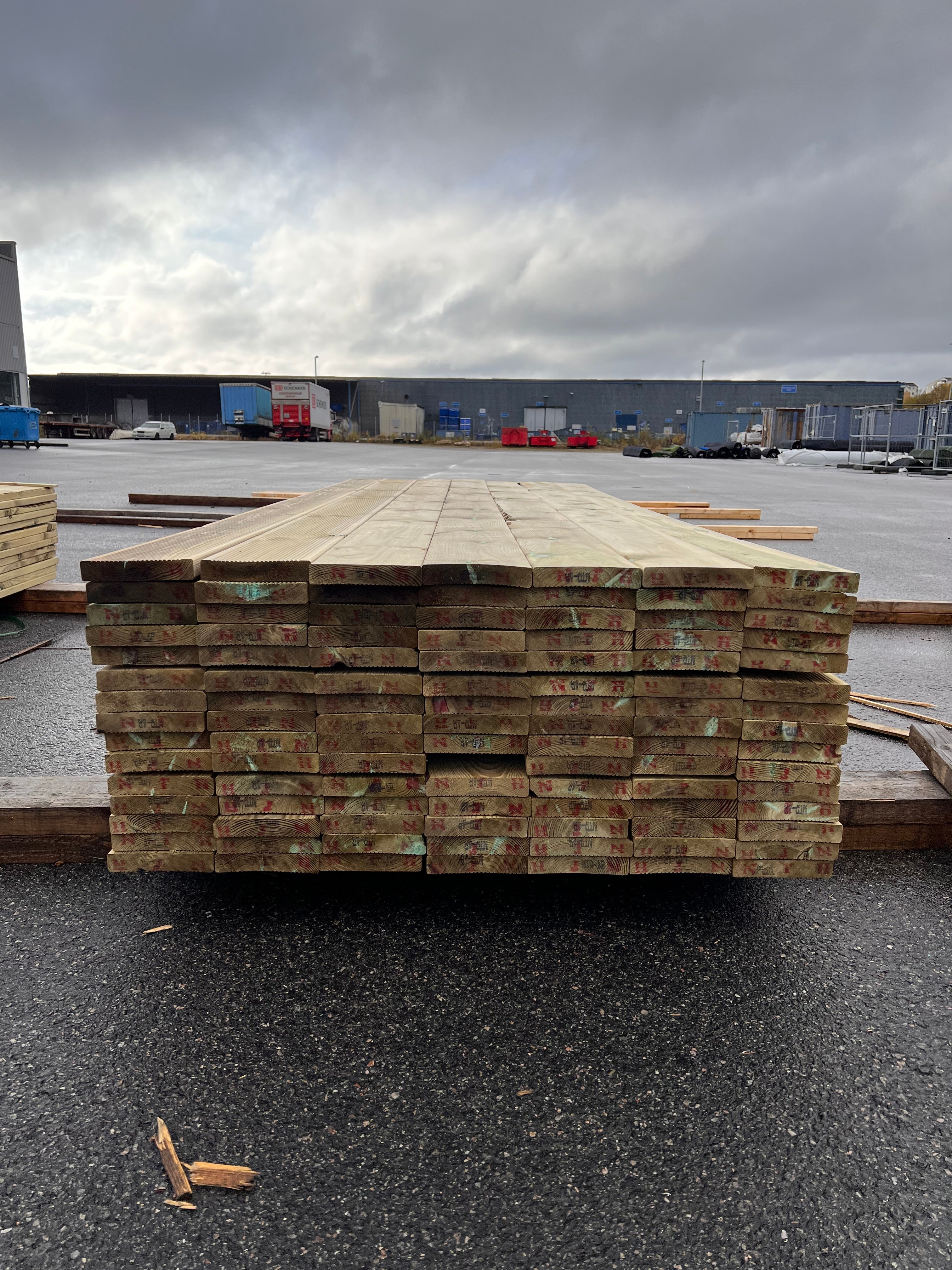Paket Rillad Trall Tryckimpregnerad 28x145mm – 105 st (3,0 m, Furu, B-sortering)