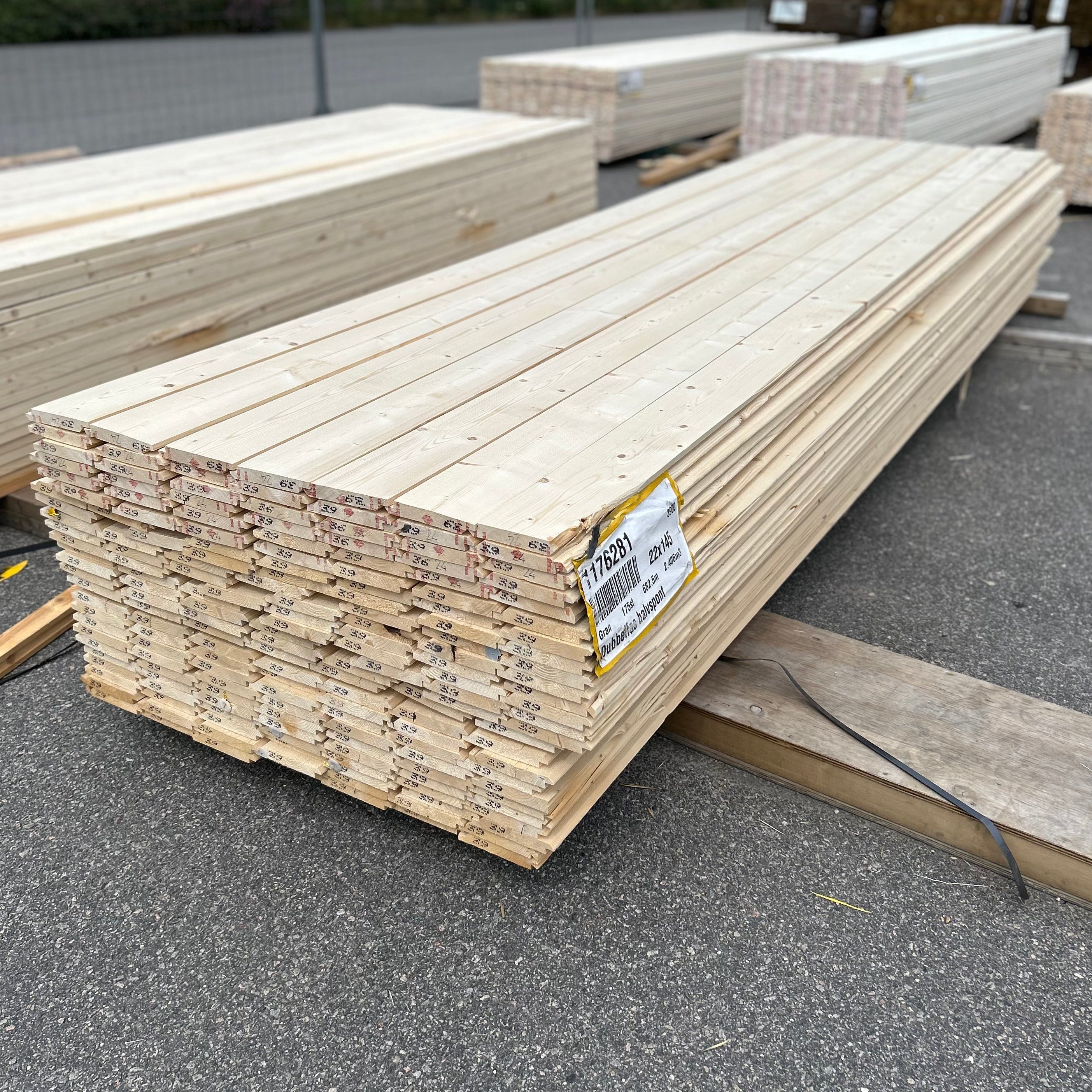 Paket Dubbelfas Halvspont 22x145mm 3.90m 175st Obehandlad