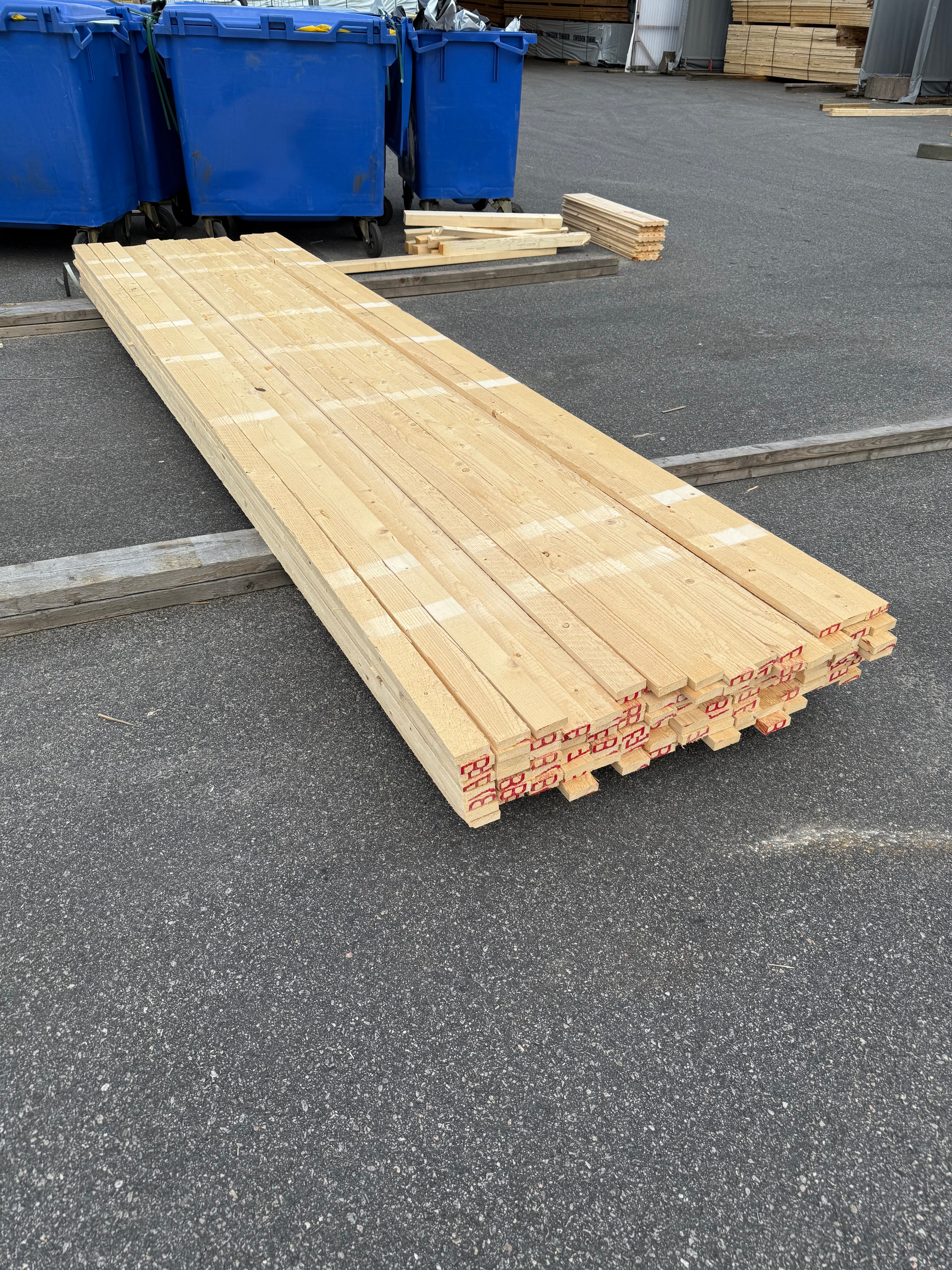 Paket Brädor 19x63mm – 117 st (3,90 m, gran, ohyvlad/råsågad)