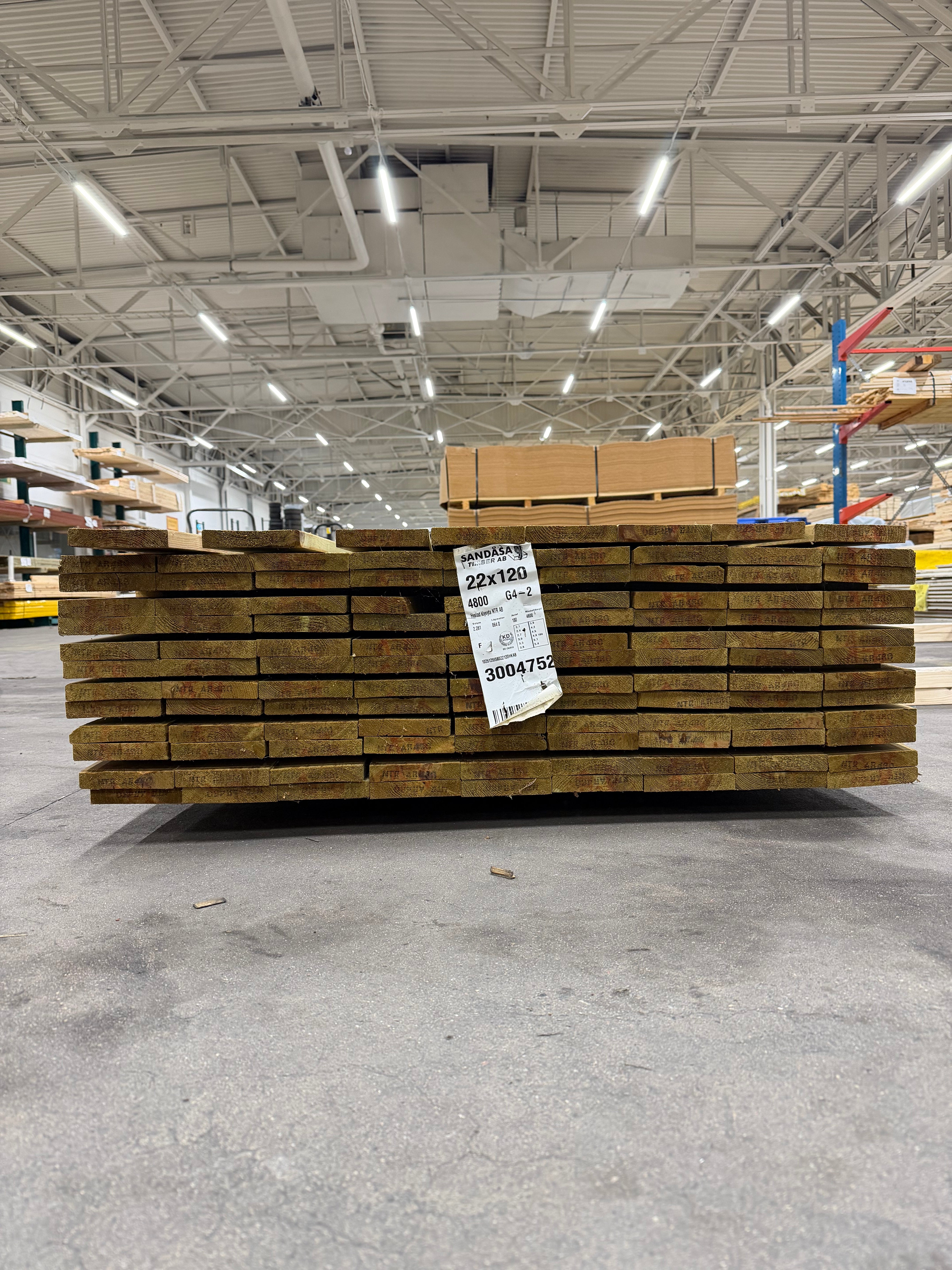 Paket Finsågad Panel 22x120 mm – 116 st 4,8 m, furu Tryckimpregnerad