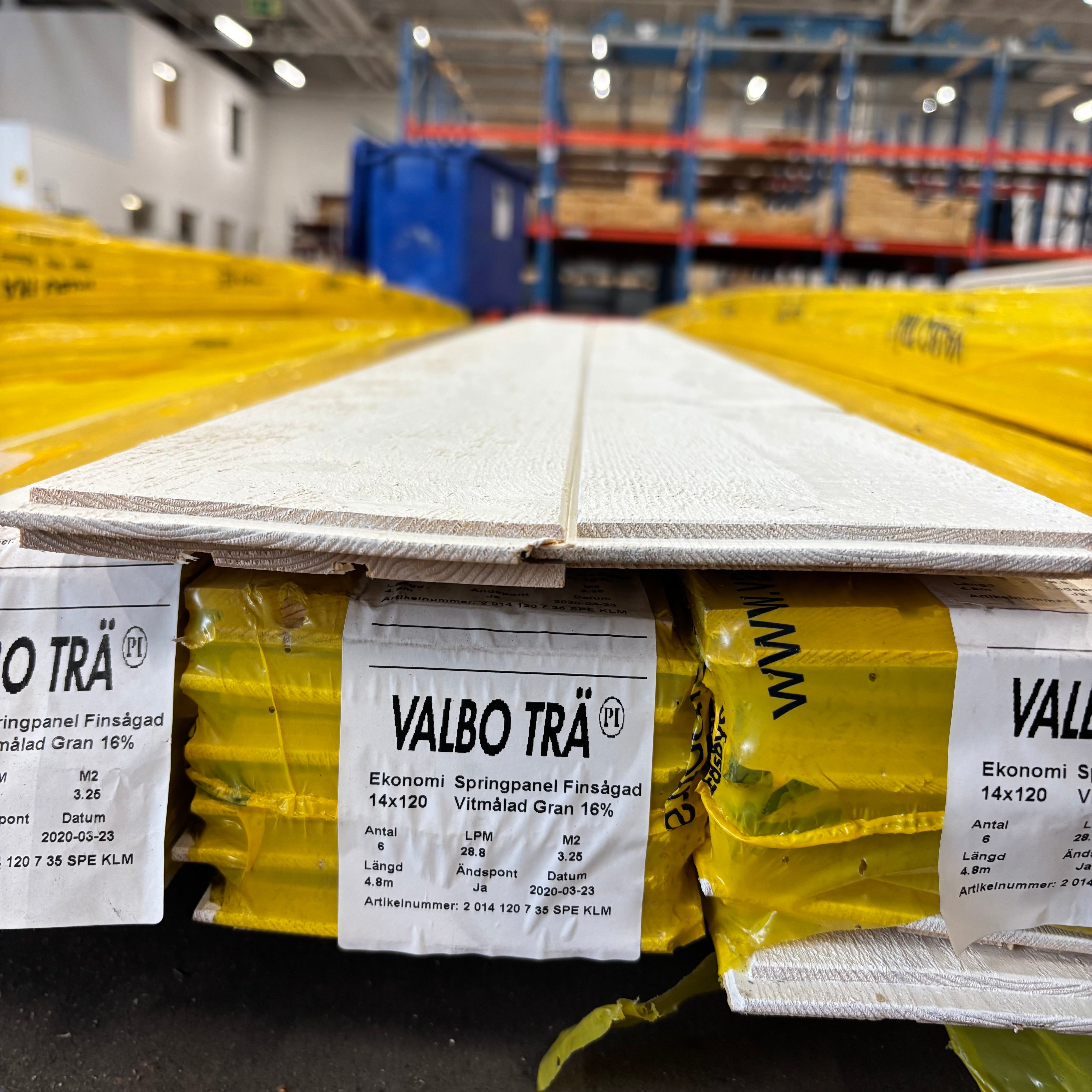 Paket Ekonomi Springpanel Finsågad 14x120 mm – Vitmålad Gran