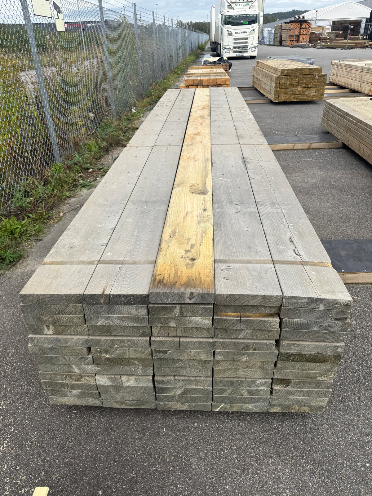 Paket Tryckimpregnerade Reglar 45x220mm 5,40m 60st Gran (Dålig impregnering)