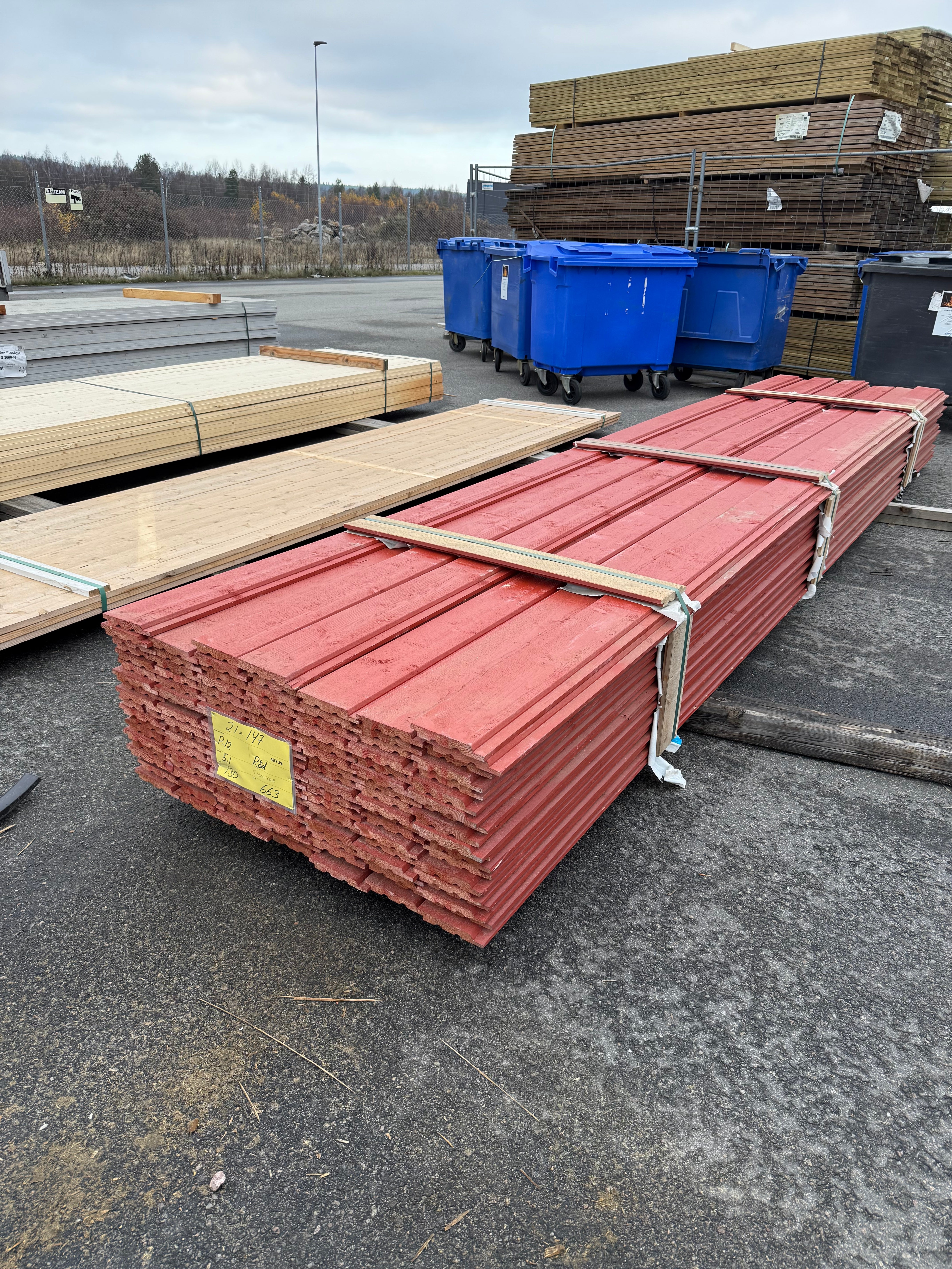 Paket Ytterpanel Falsad Enkelfas 21x147mm – 130 st (5,10 m, Brandröd)