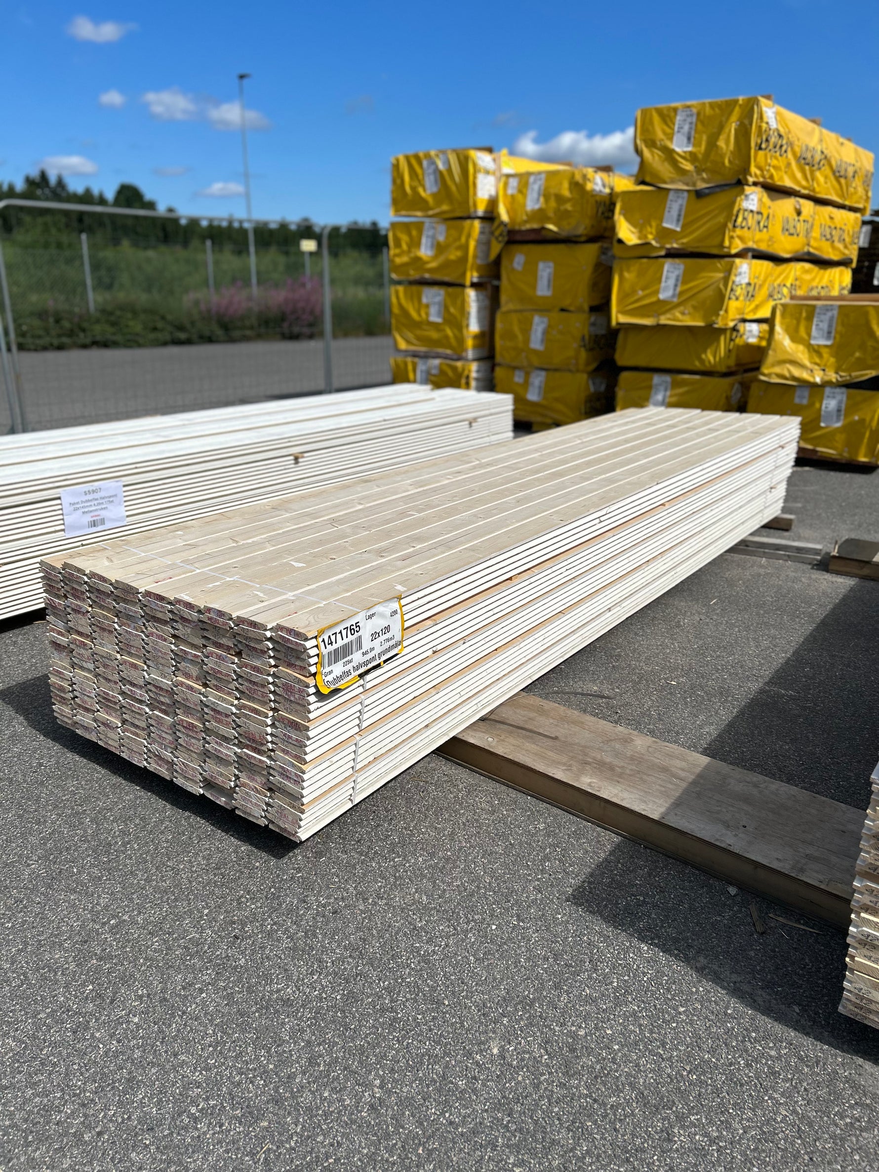 Paket Dubbelfas Halvspont 22x120mm 4,20m 224st Grundmålad