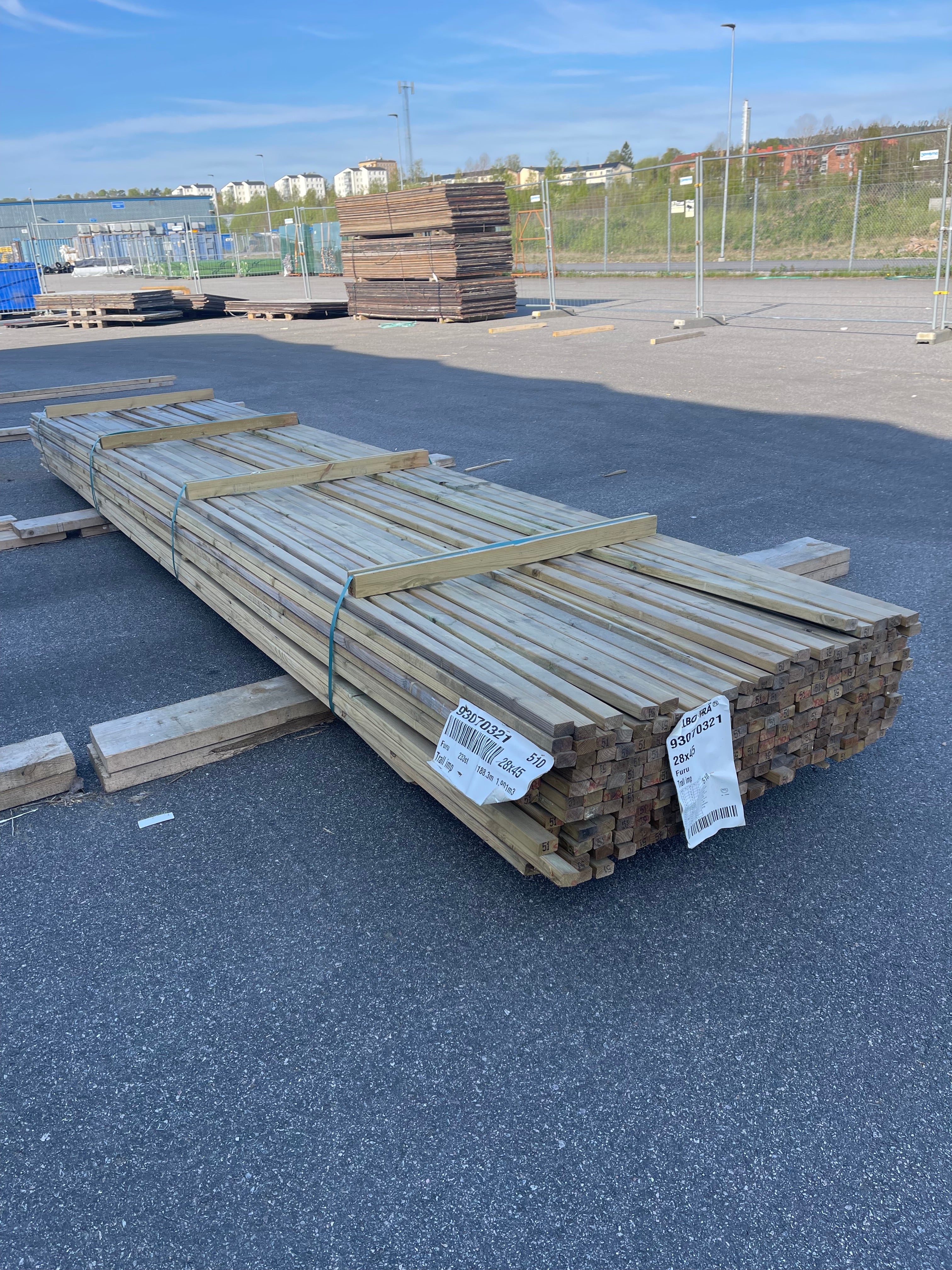 Paket Trall Furu 28x45 mm – 5,10 m – 233 st – Tryckimpregnerad