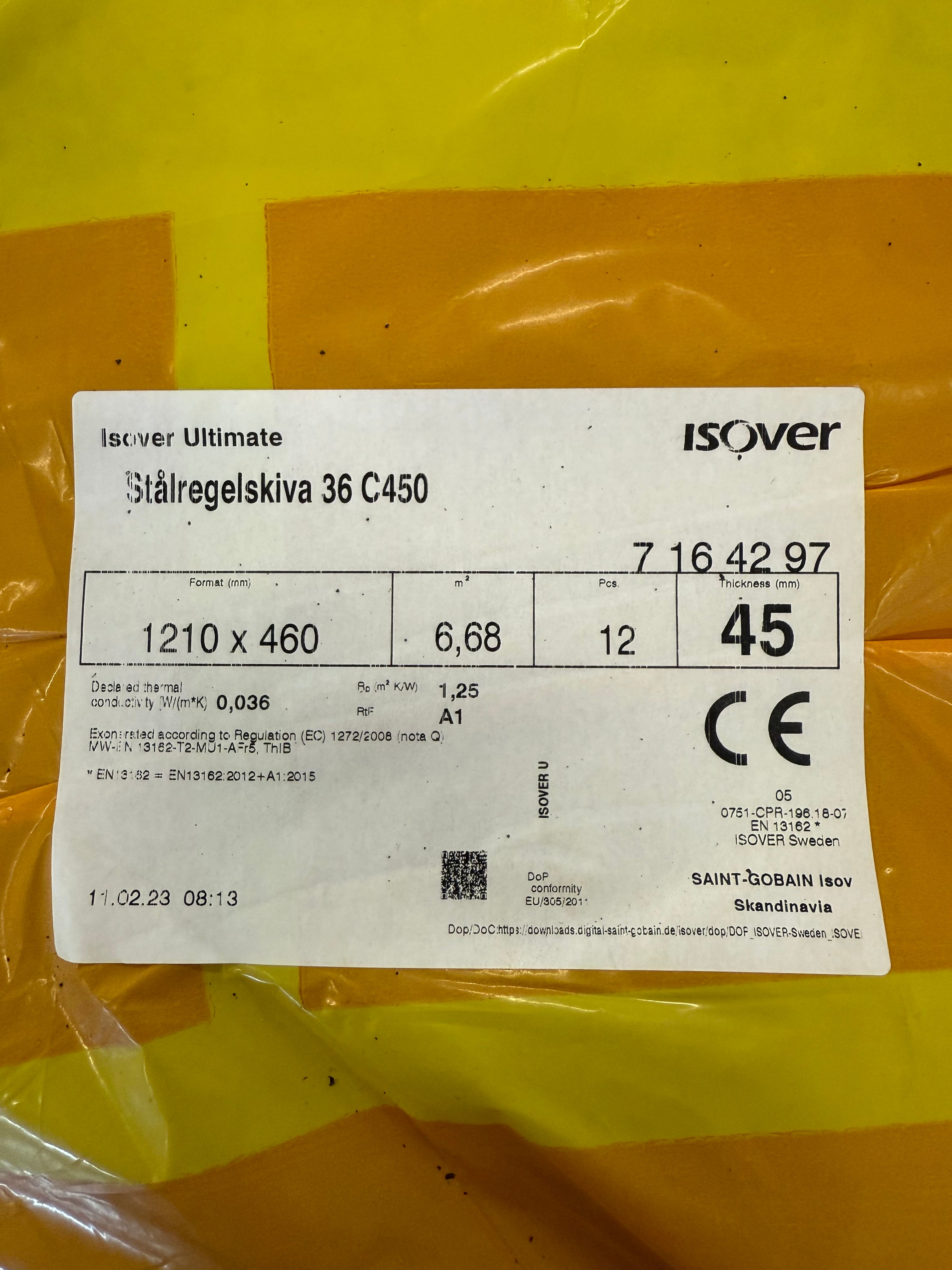 Paket stålregelskiva Isover 1210x460- 45mm