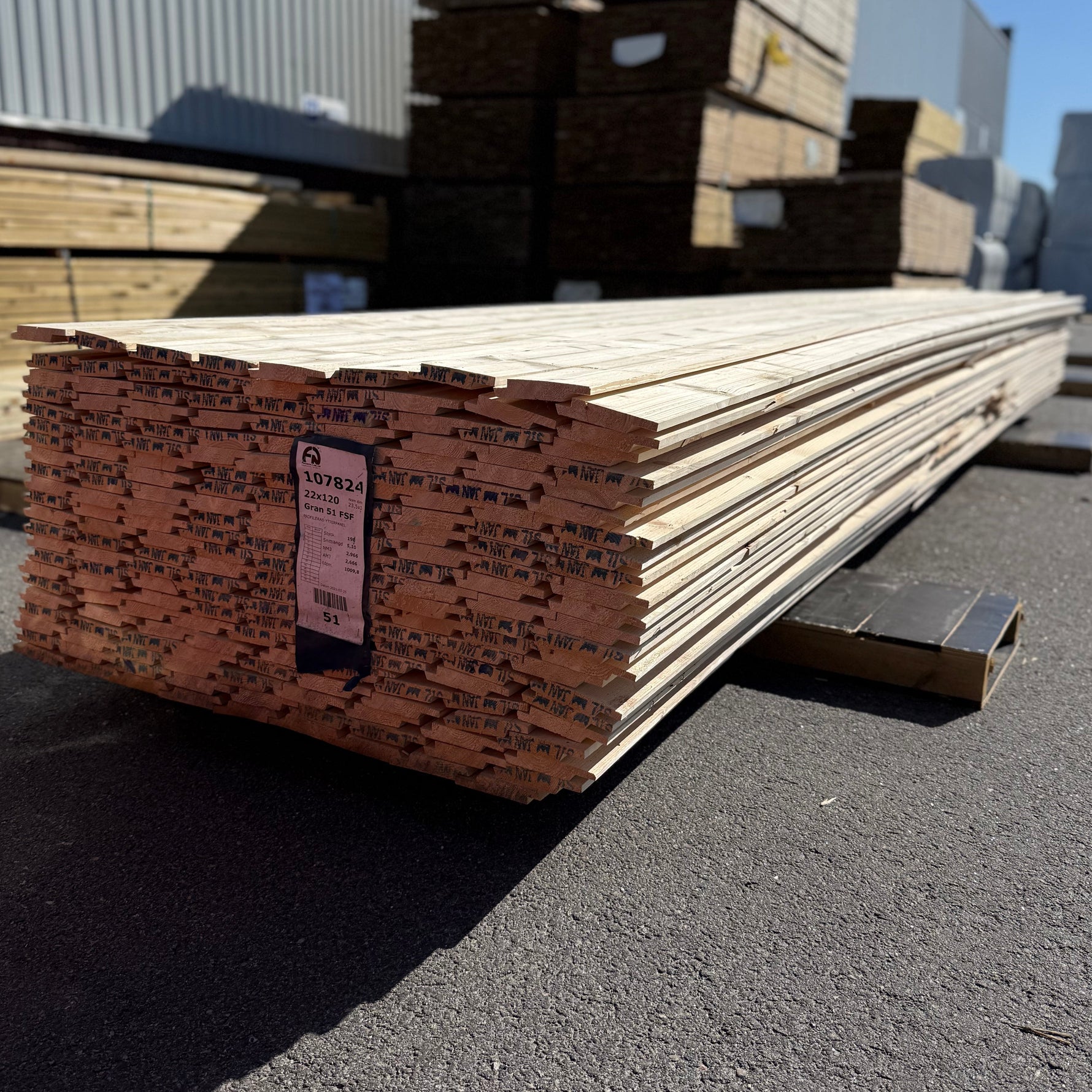Paket Ytterpanel 22x120mm 197st 5.10m Obehandlad