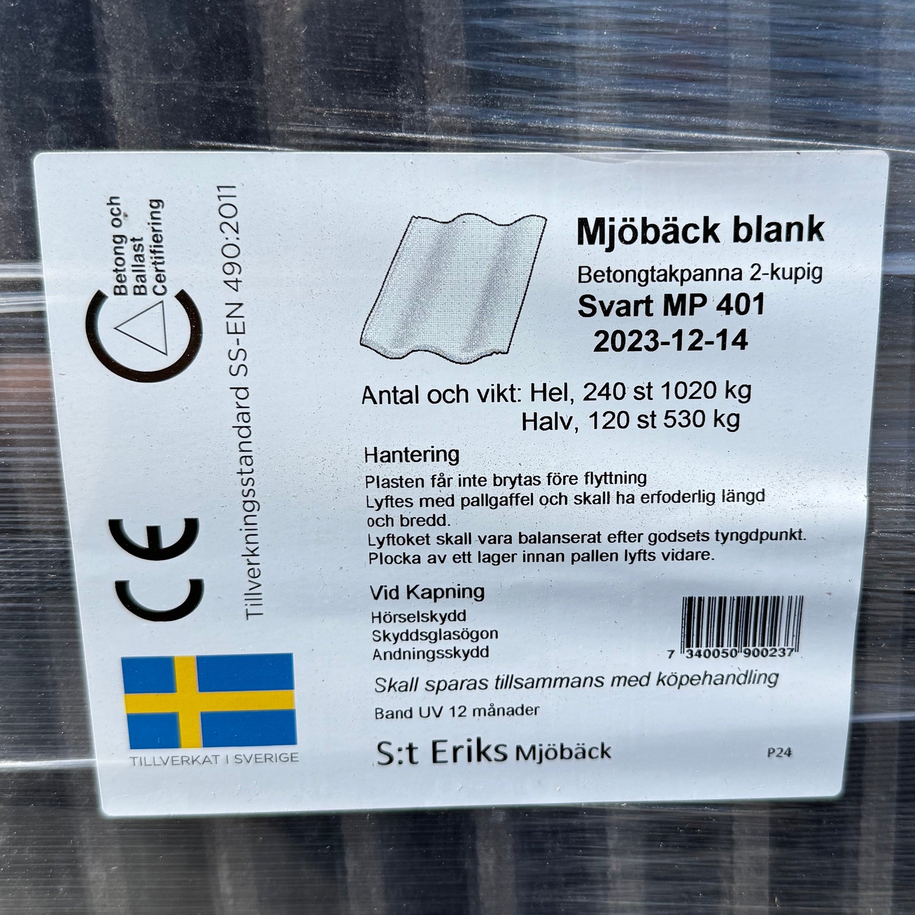 Takpannor Betong 2-Kupig "Mjöbäck Blank"- S:t Eriks