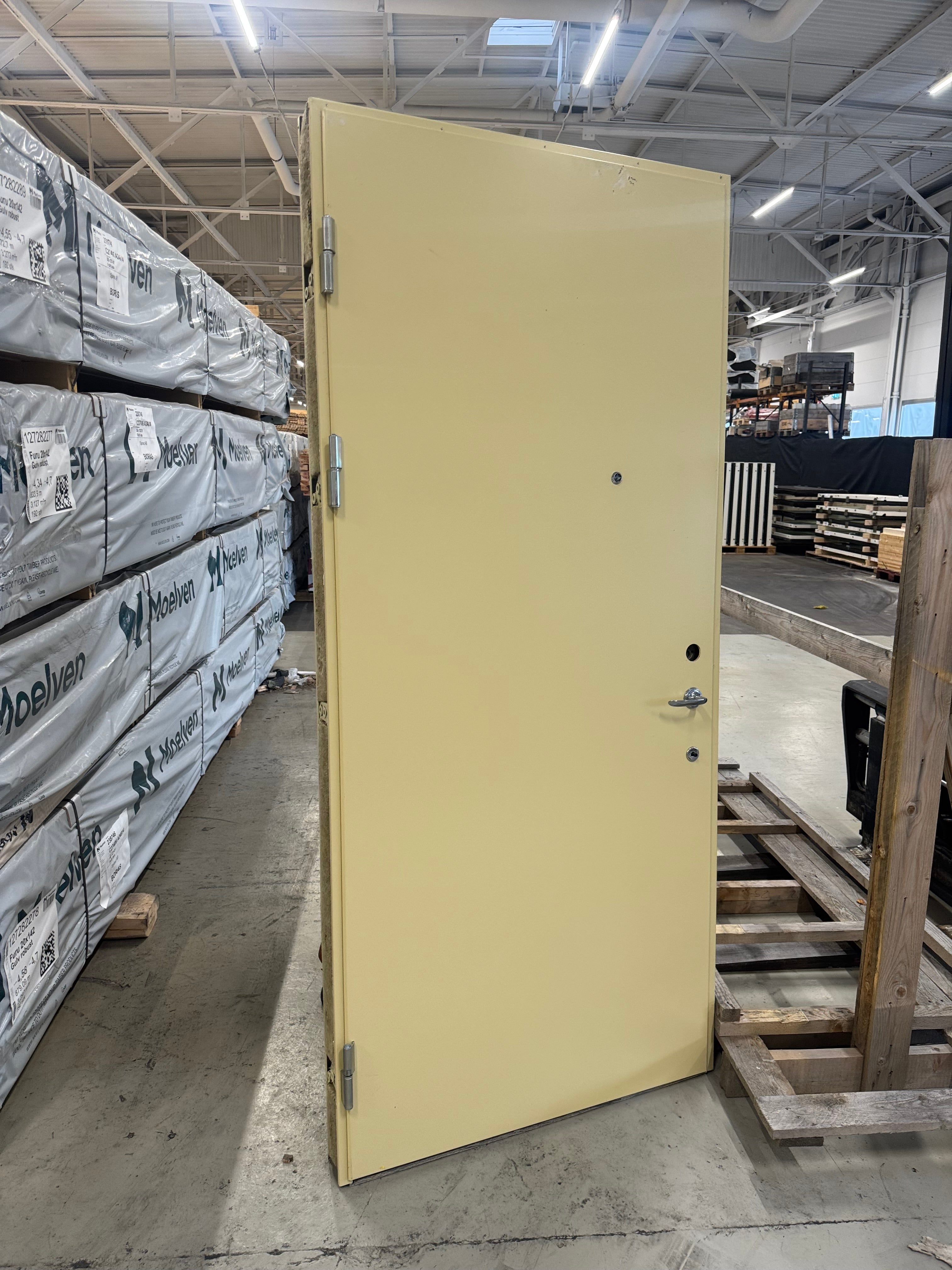 Lägenhetsdörr / Ståldörr Daloc – 99,5x219,5 cm (Vänsterhängd, Gul)