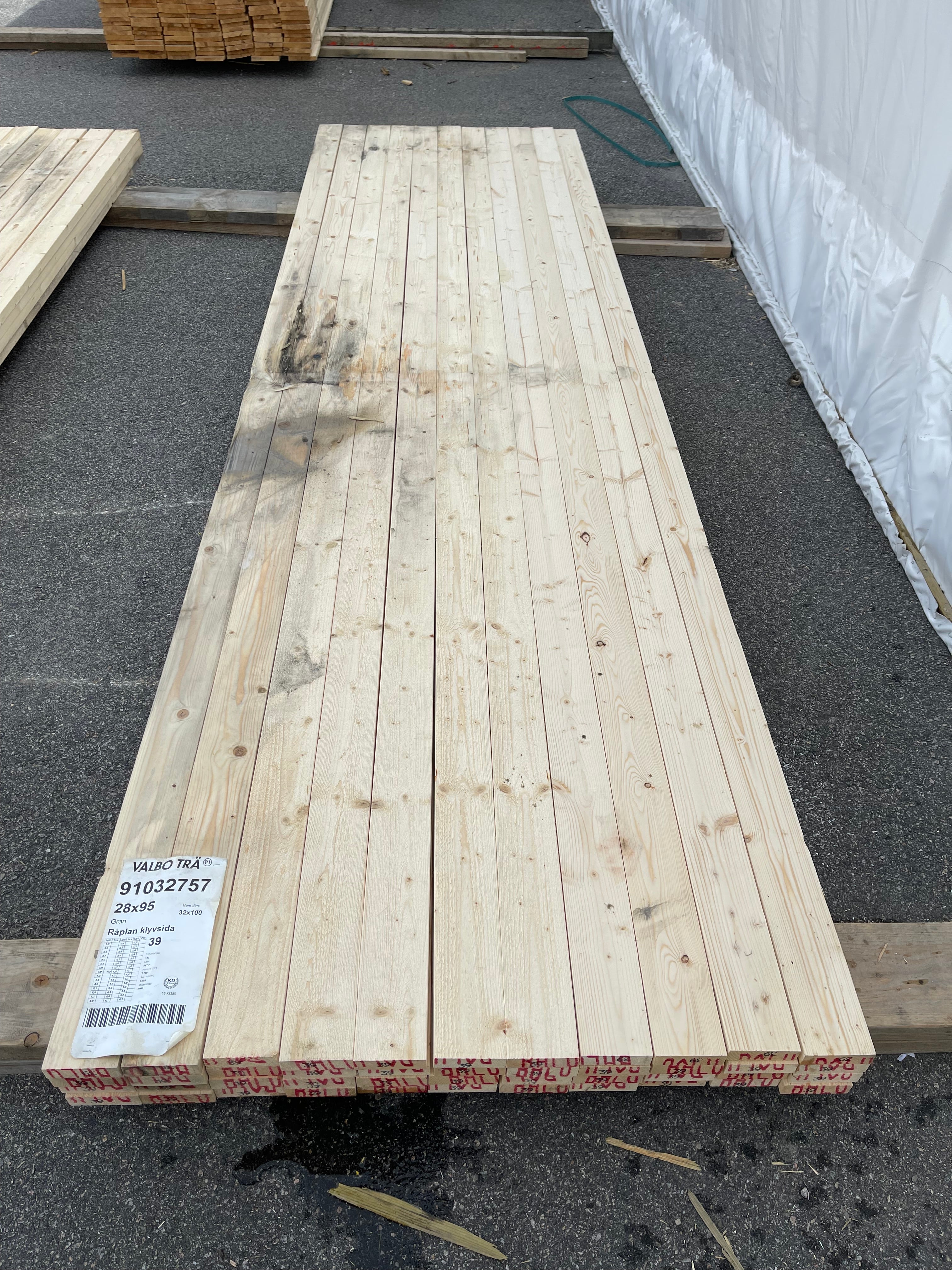 Paket Finsågad Panel Gran 28x95 mm – 3,90 m – 44 st MÖGEL