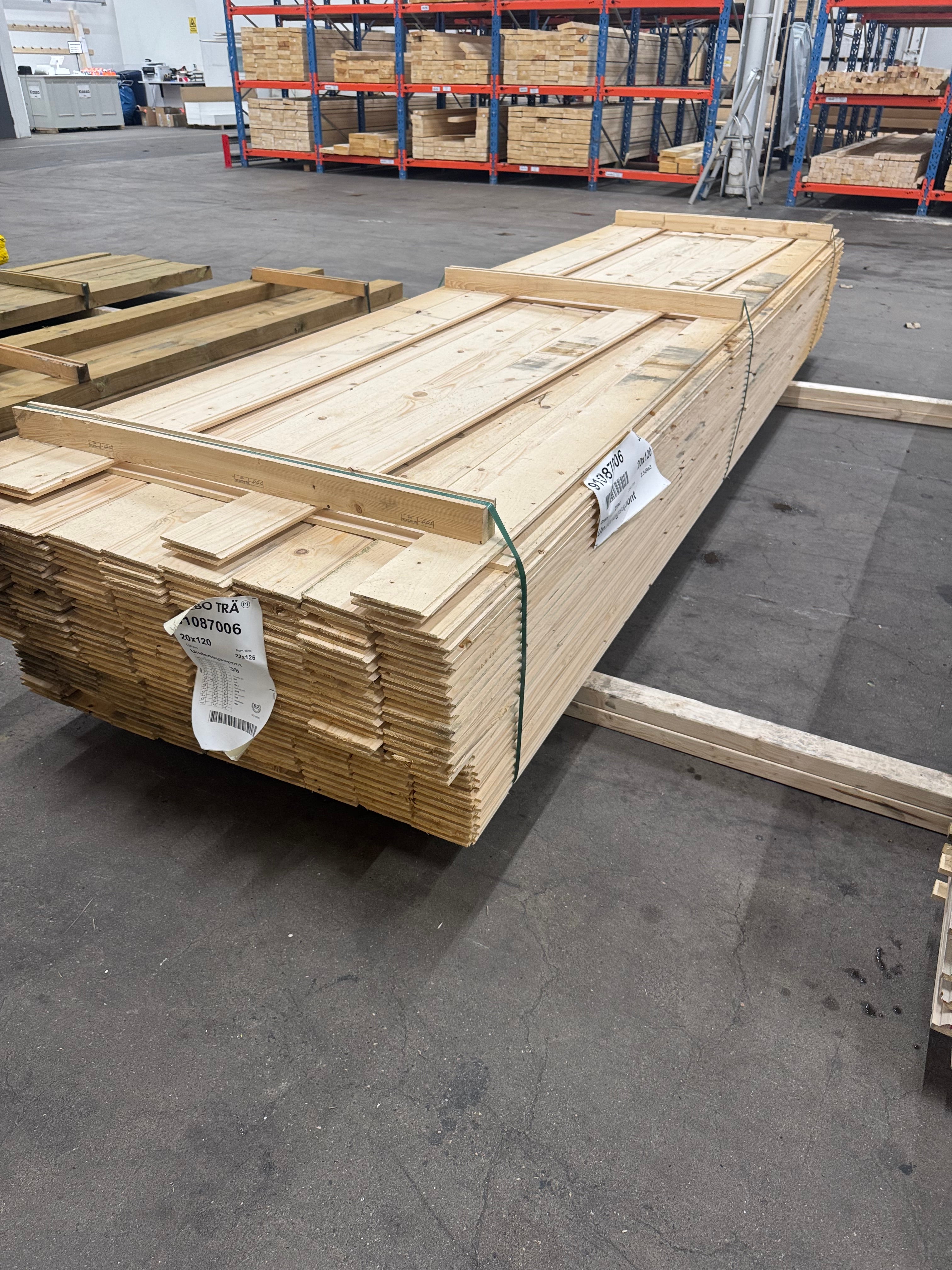 Paket Råspont 20x120mm – 220 st  3,90 m Felhyvlad