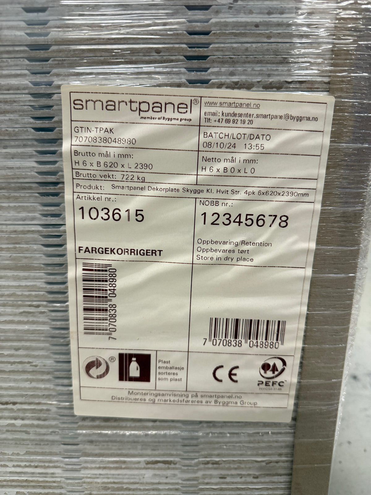 Parti Smartpanel Dekorplate Skygge Vit – 100st skivor, 148,18 m²