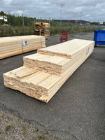 Parti Finsågade Brädor 22x120 mm – 3.60–4.80 m (Andra sortering)