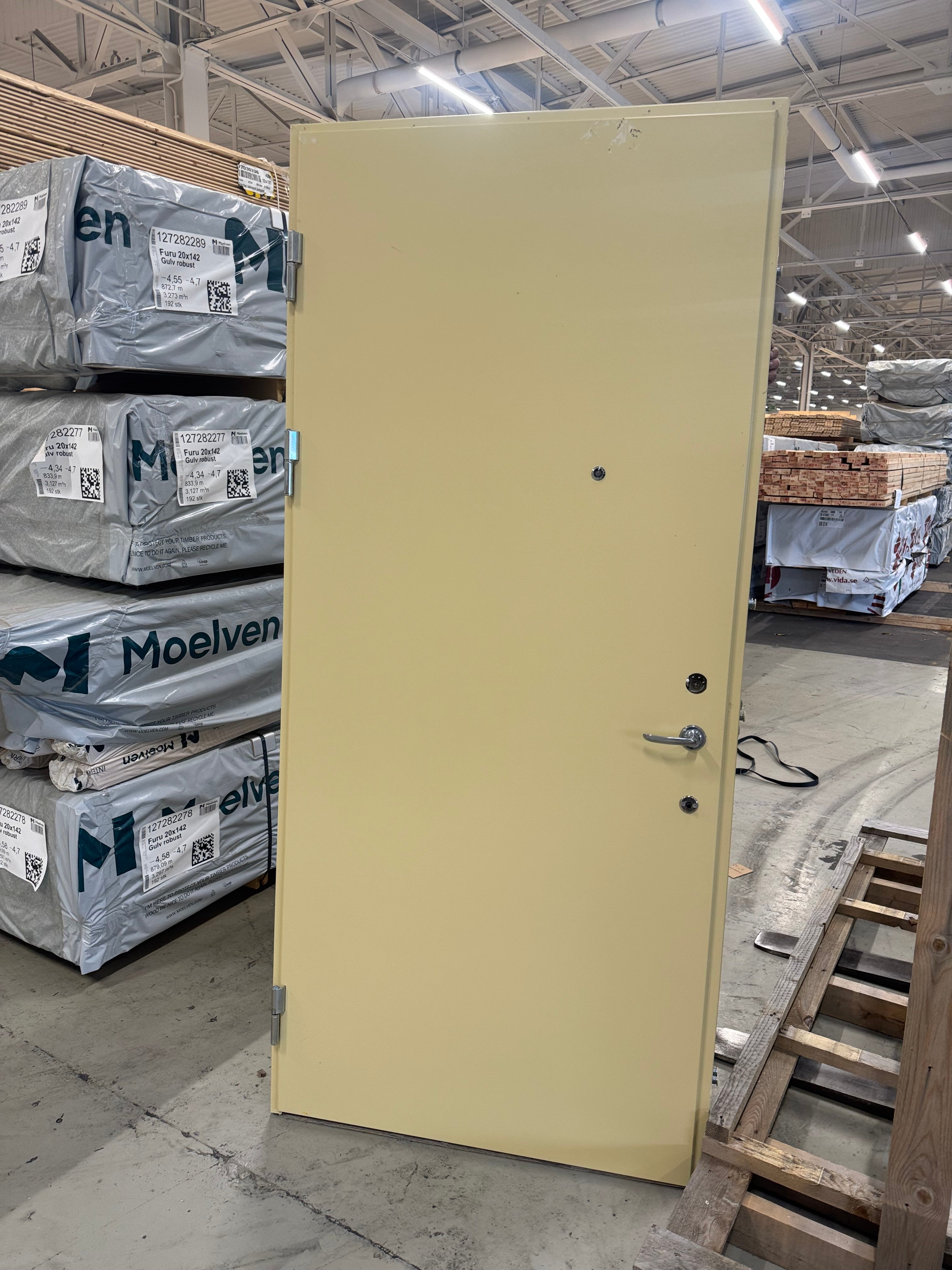 Lägenhetsdörr / Ståldörr Daloc – 99,5x219,5 cm (Vänsterhängd, Gul)