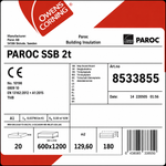 Paroc SSB 2t Stegljudsskiva 20mm – 129,6 m²/paket