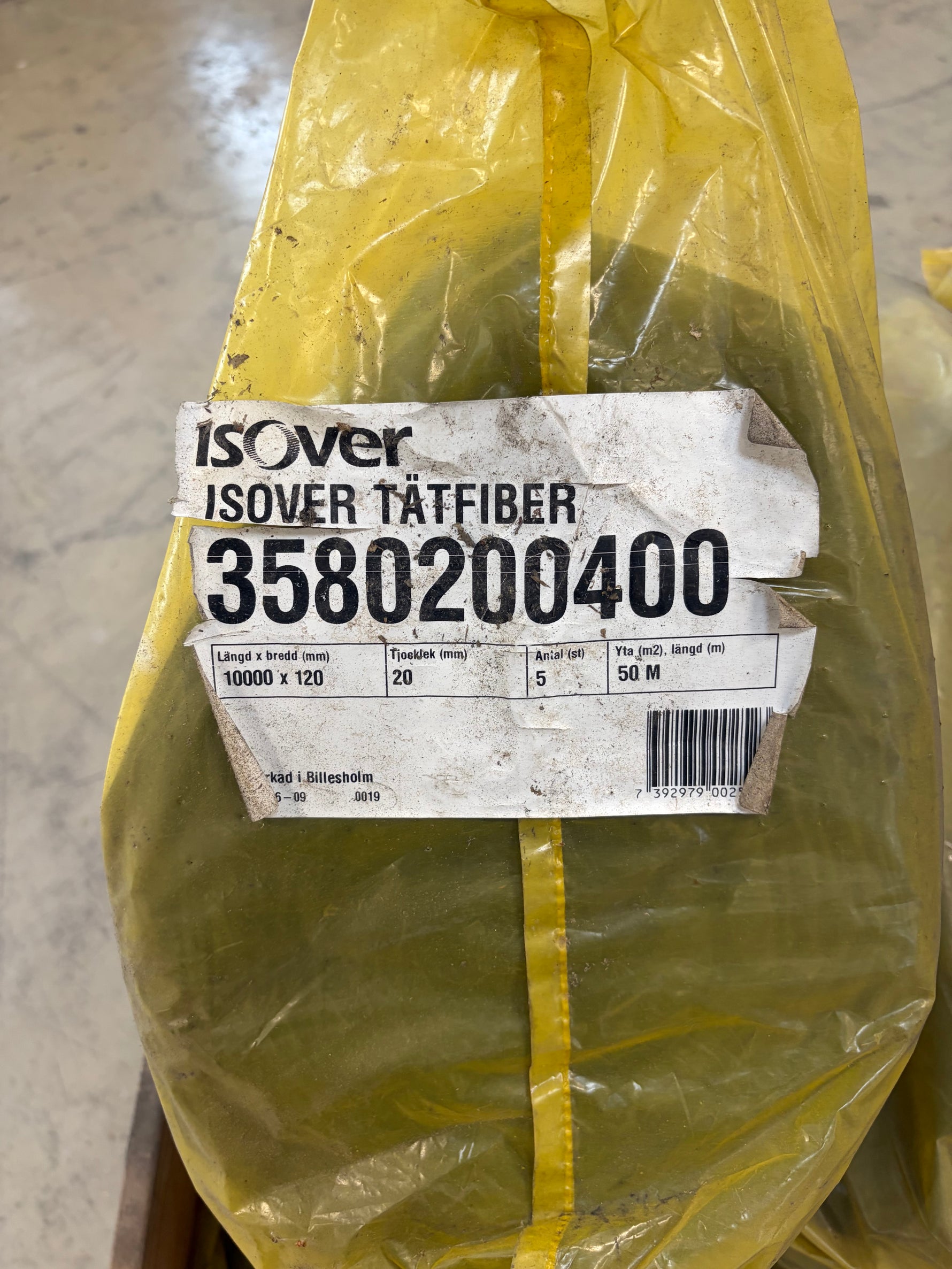 Pall Isolering ISOVER Tätfiber 20x120x10000mm – 12 balar