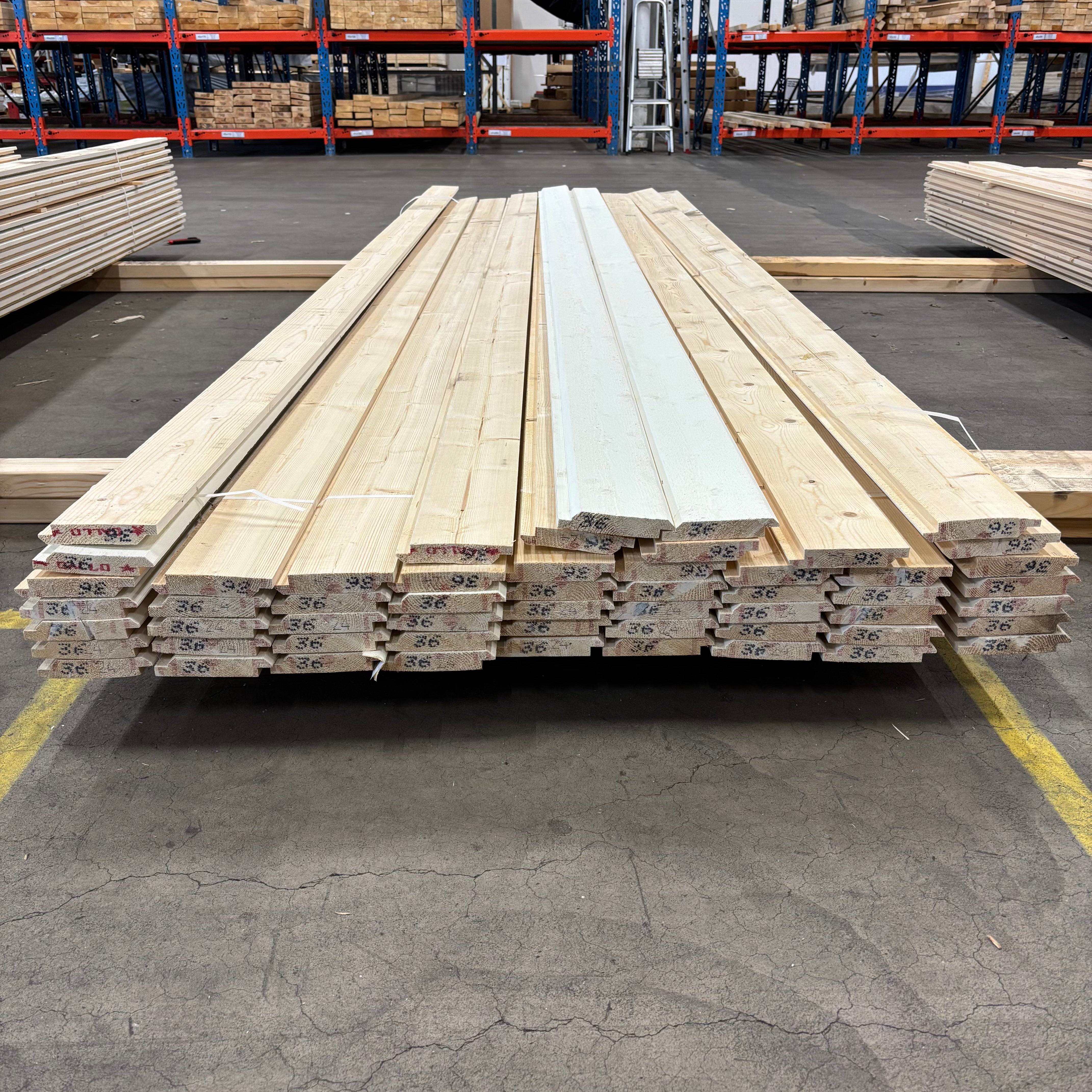 Paket Ytterpanel Dubbelfas Fals 22x120mm 3,60m – 55 st (gran, grundmålad vit)