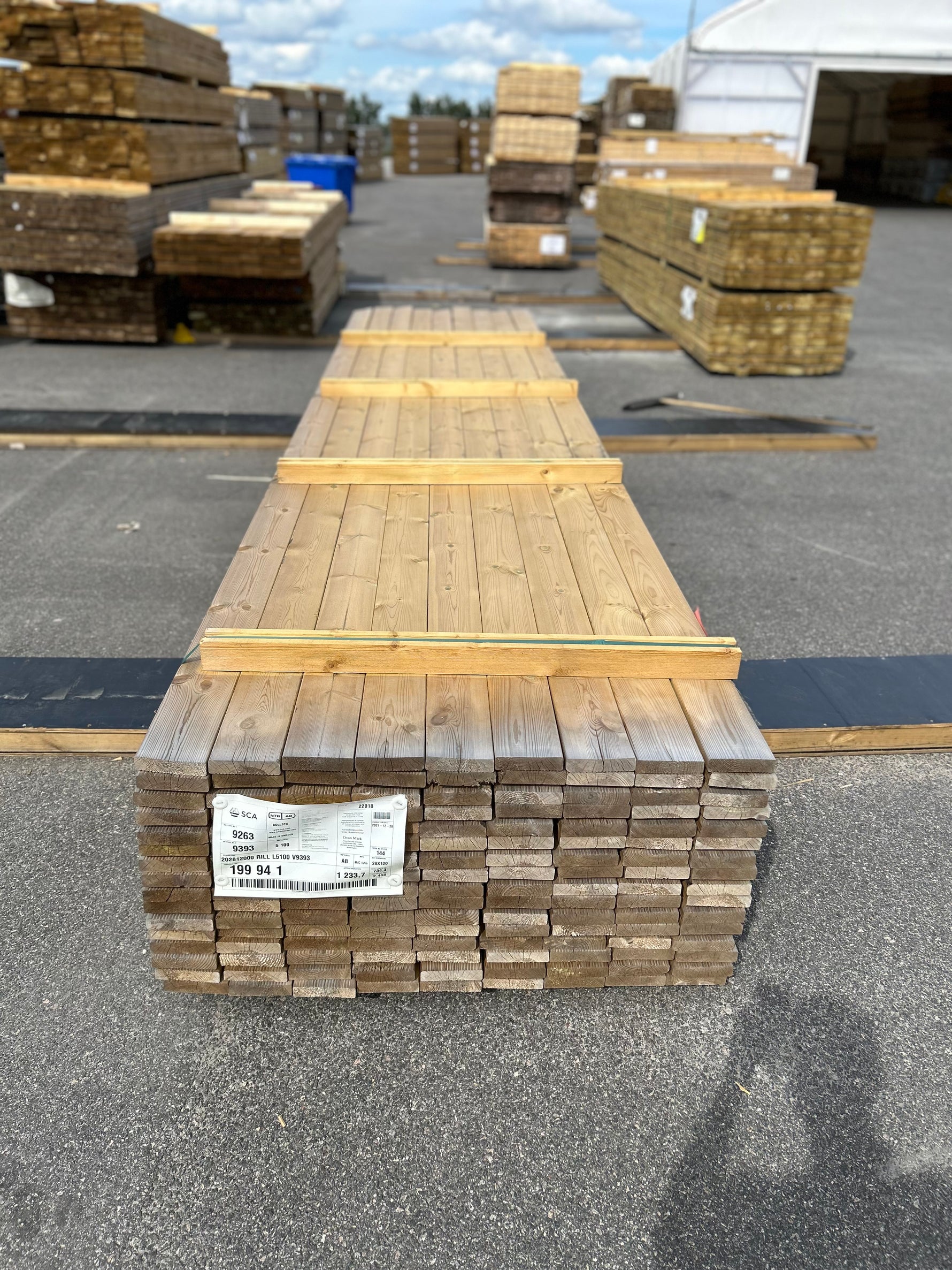 Paket Tryckimpregnerad Rillad Trall 28x120mm 5,10m 144st Väderbitet