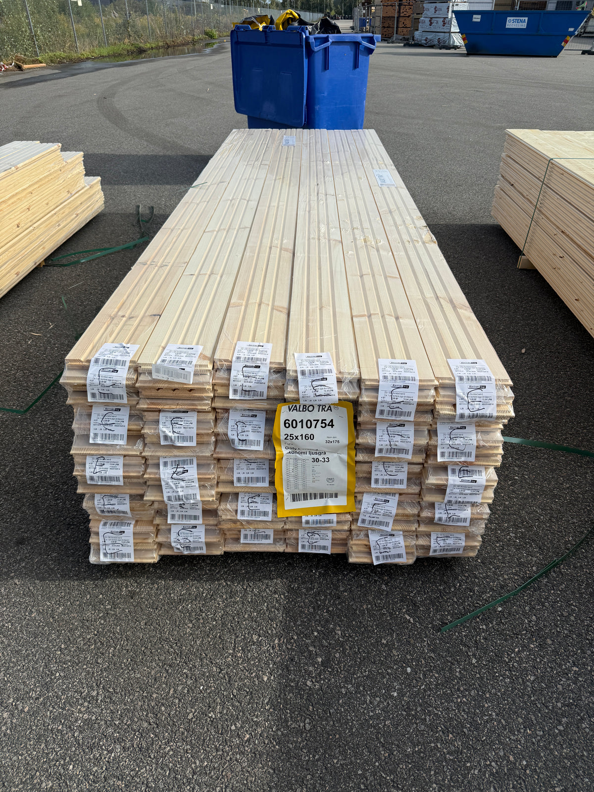 Parti Massivt Furugolv Borstad Ljusgrå Ekonomi 25x160 mm – 61,25 m²