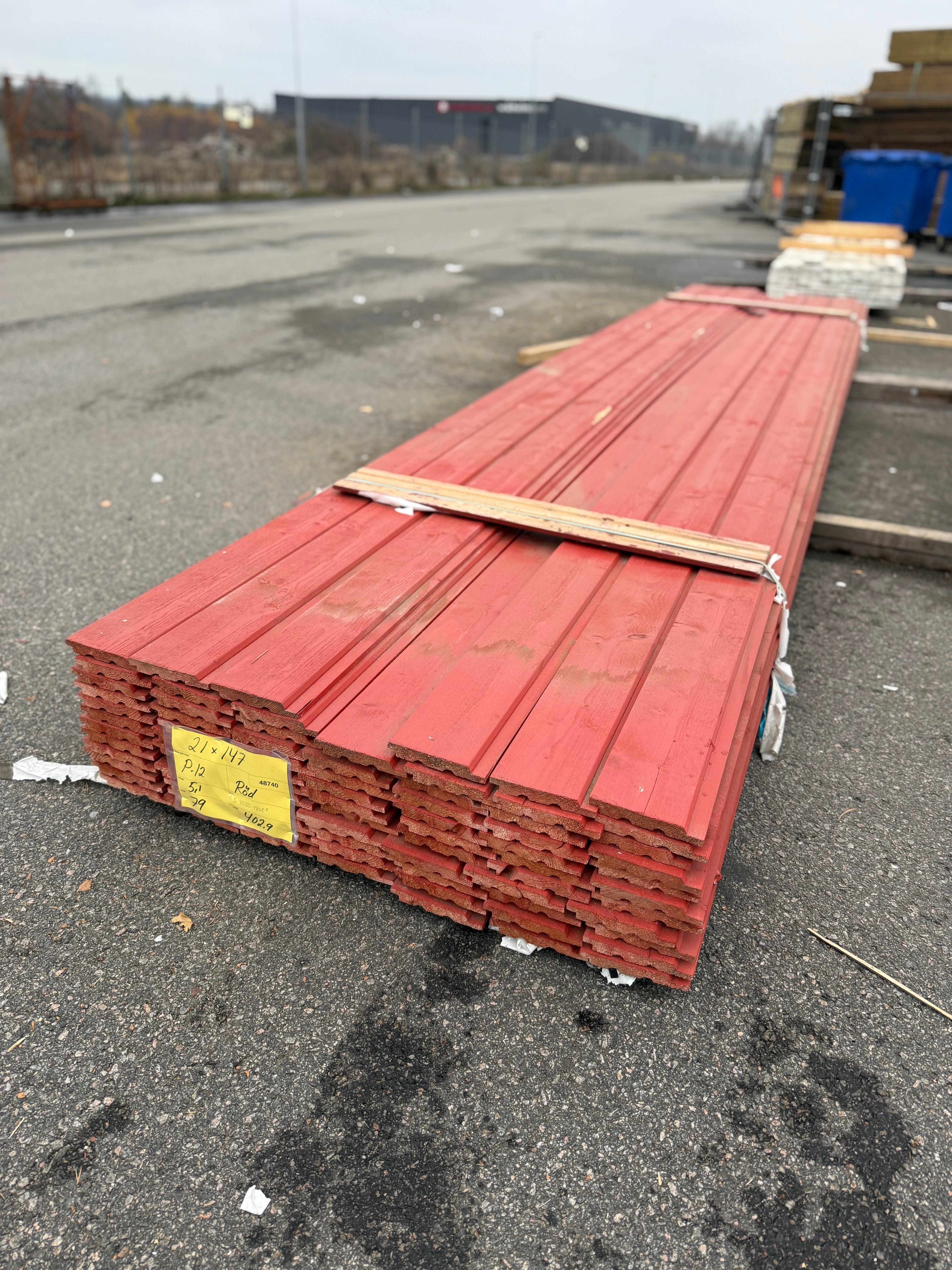 Paket Ytterpanel Falsad Enkelfas 21x147mm – 79 st (5,10 m, Brandröd)