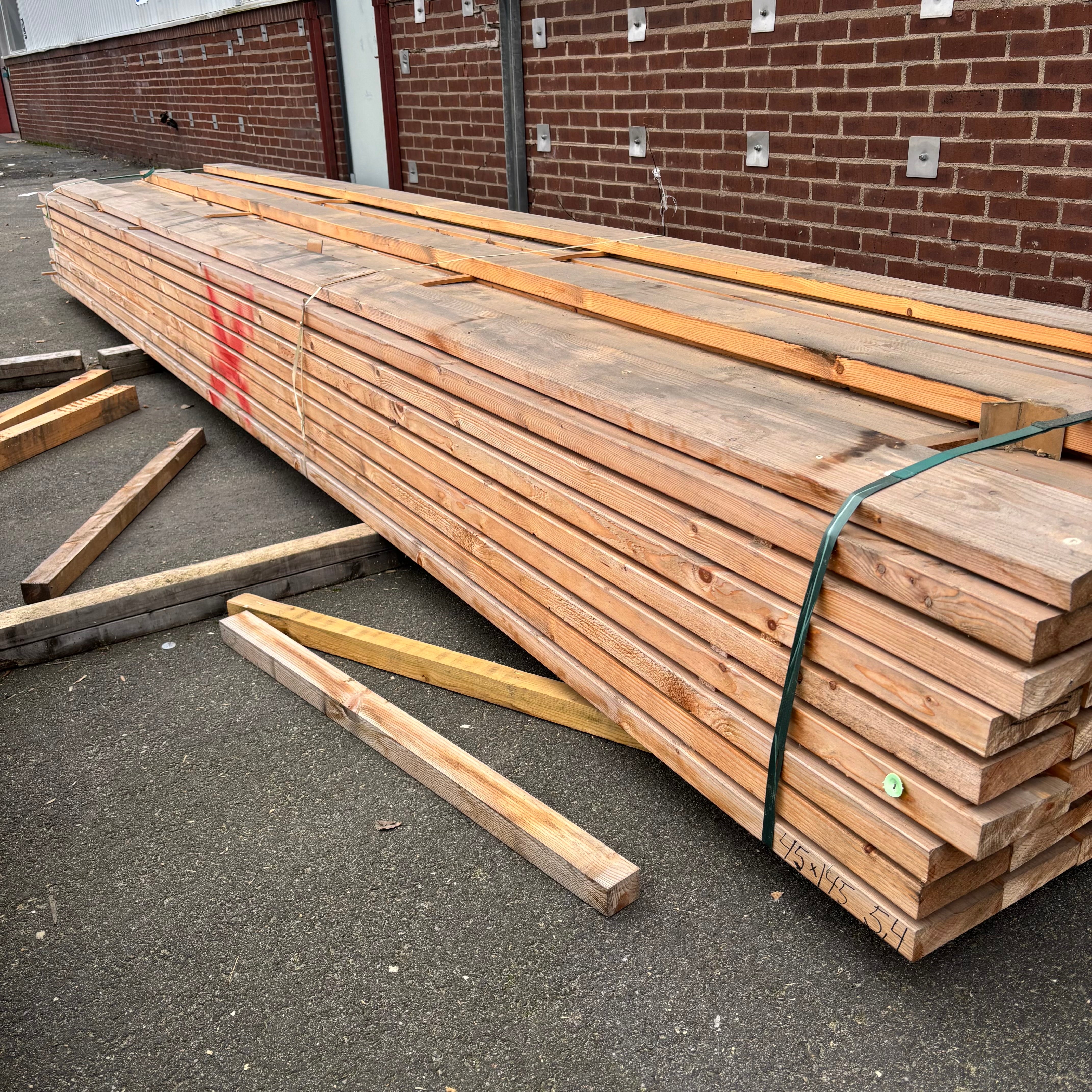 Paket Reglar 45x145mm – 59 st (5,40 m, Hyvlade, Fallande tjocklek)