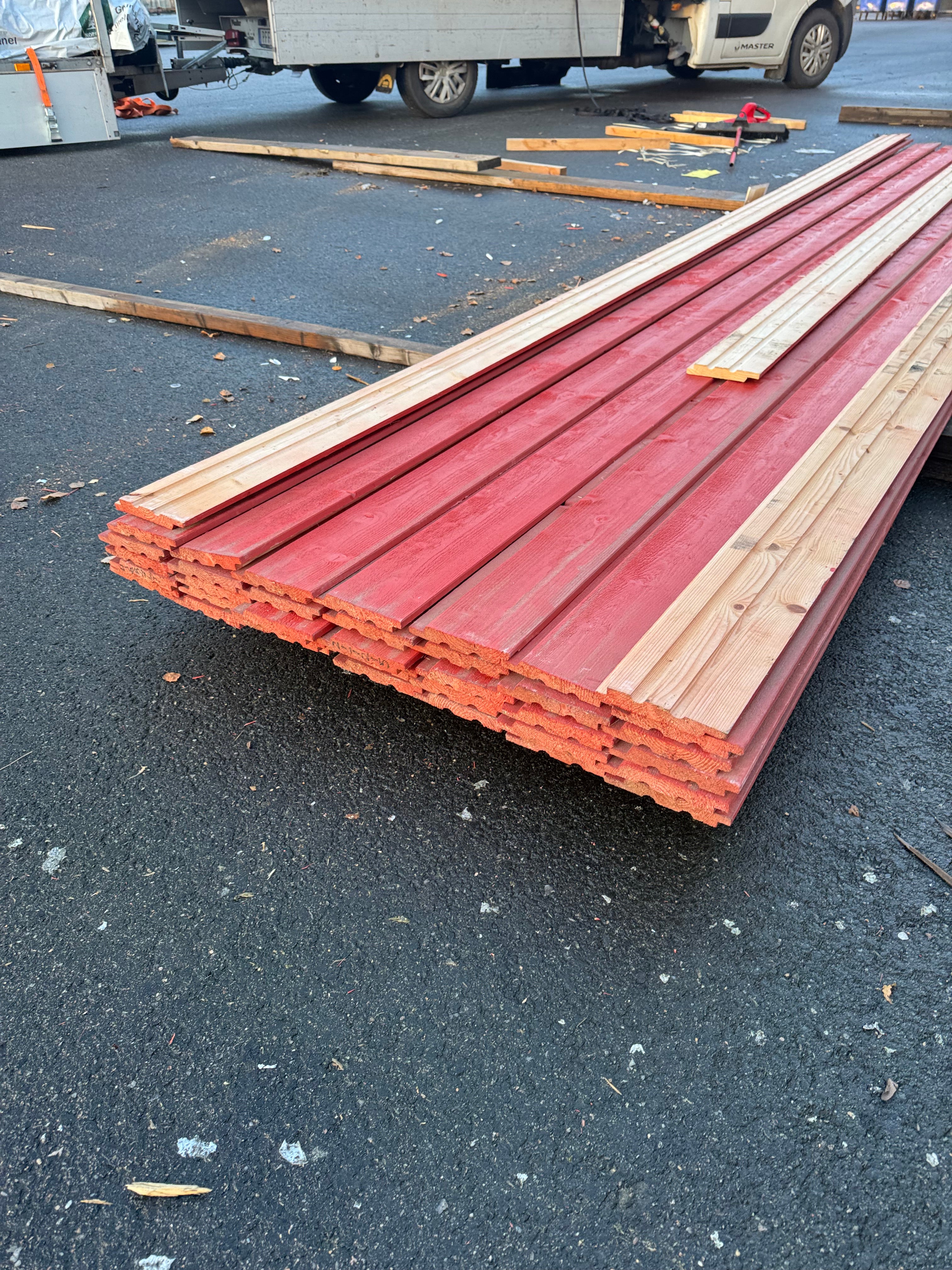 Paket Ytterpanel Falsad Enkelfas 21x147 mm – 38 st Röd