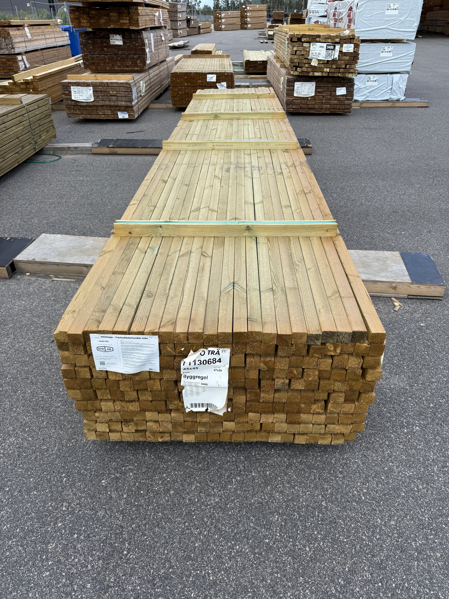 Paket Tryckimpregnerade Reglar 45×45 mm, 220 st 5,40 m