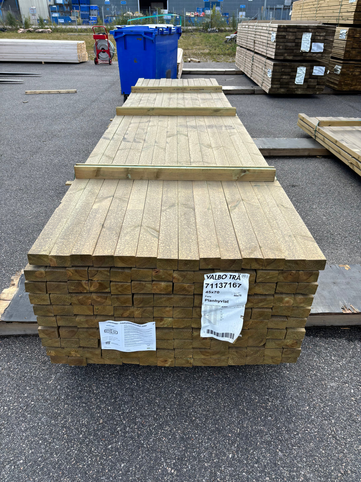 Paket Tryckimpregnerade Reglar 45x70mm, 140st 4,20m