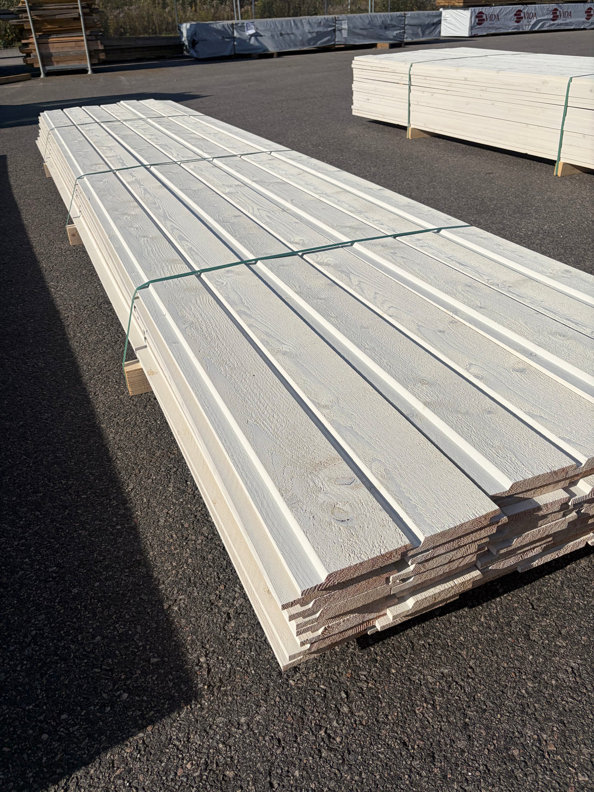 Paket Ytterpanel Dubbelfas 22×145 mm 4,50 m – Vit Grundmålad, 63 st