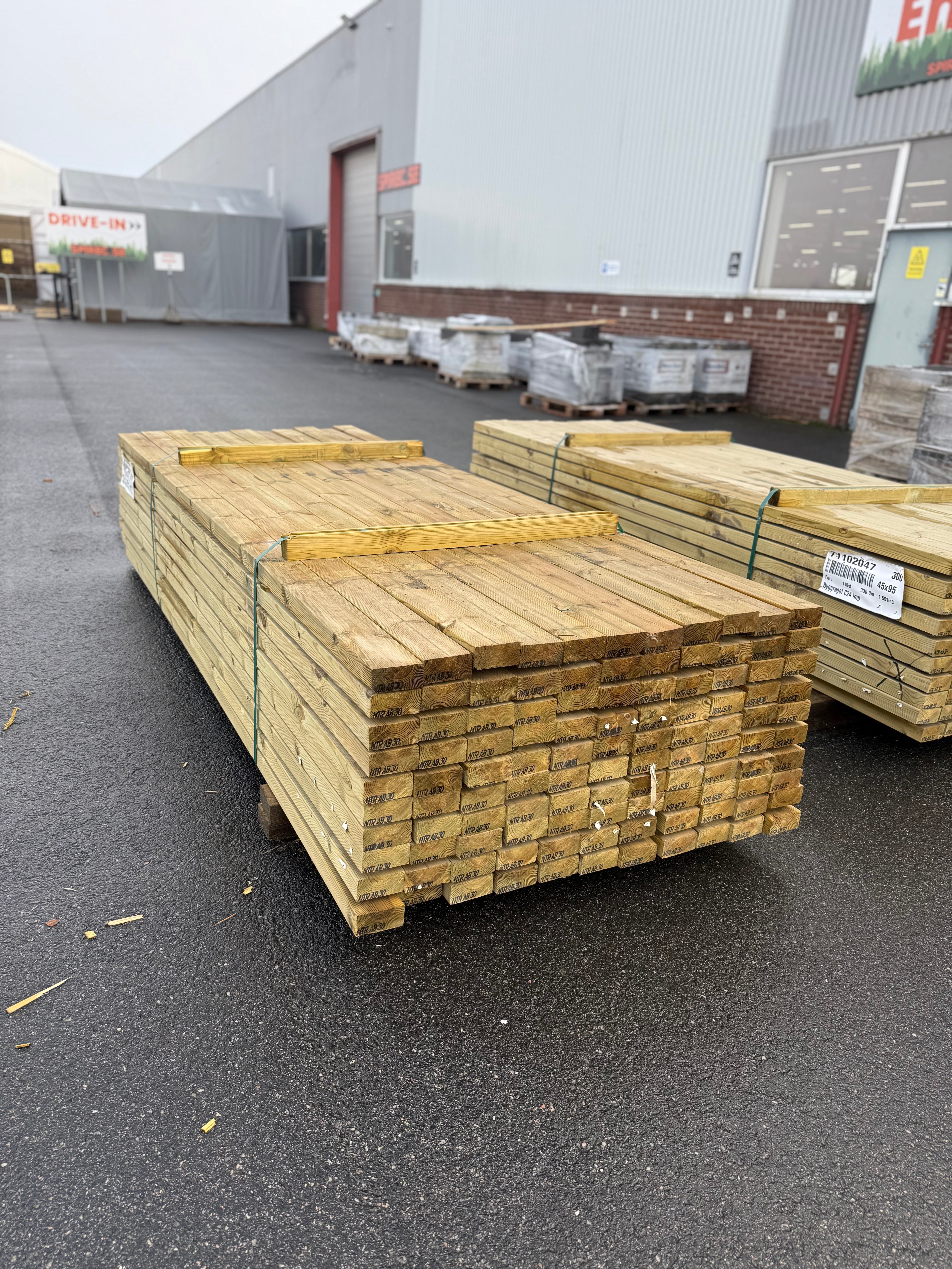 Reglar 45x95mm, 3,00m (Tryckimpregnerad C24)