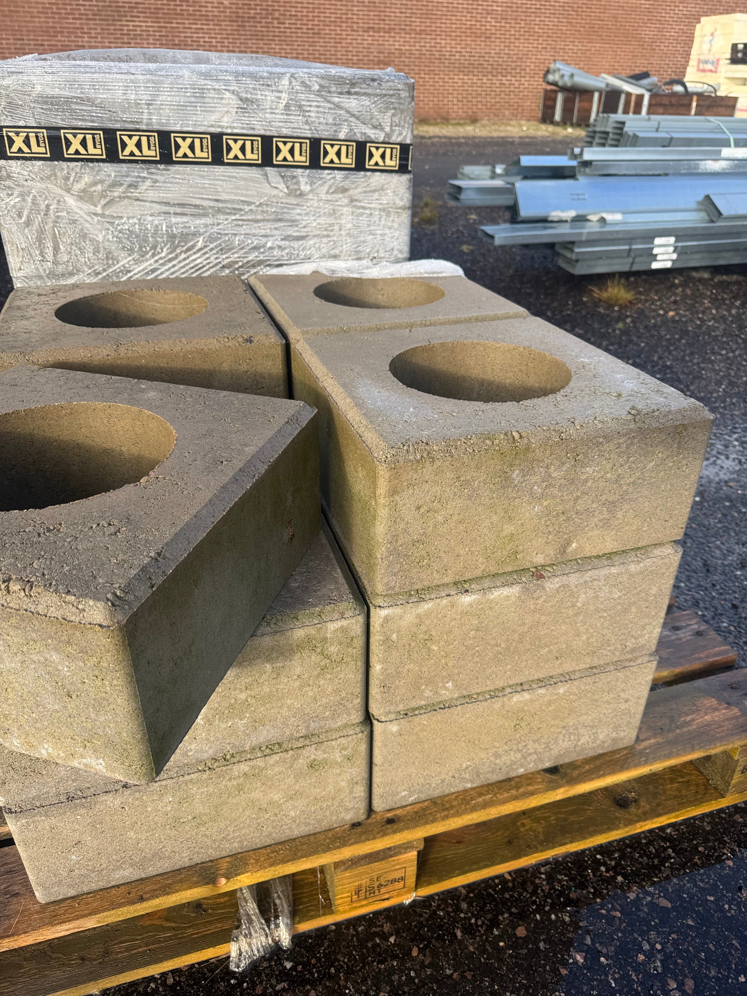 Stolpelement Slät 350x350x150mm – Ø200mm, Grå