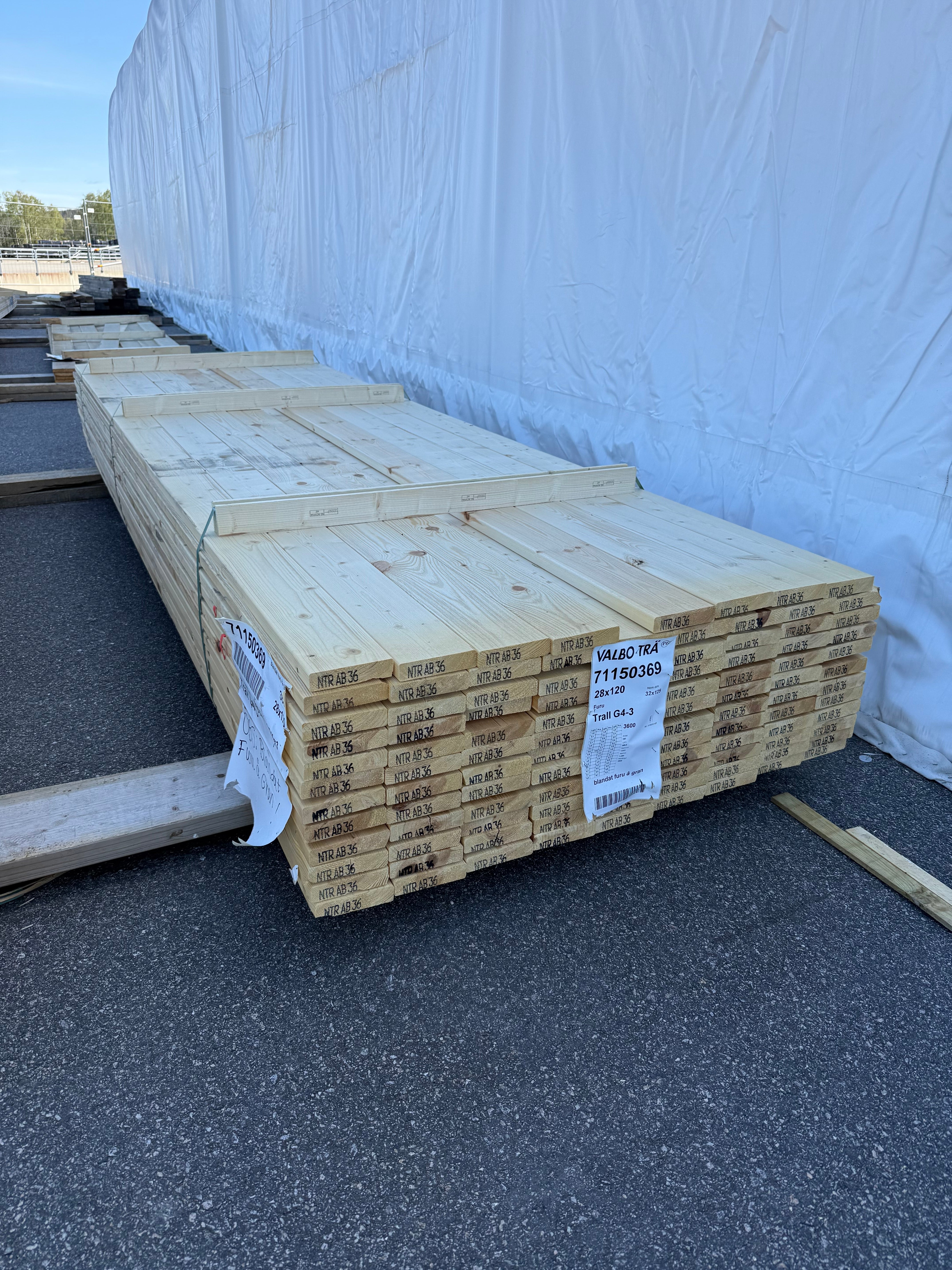 Paket Trall 28x120mm Obehandlad 3.60m 107st