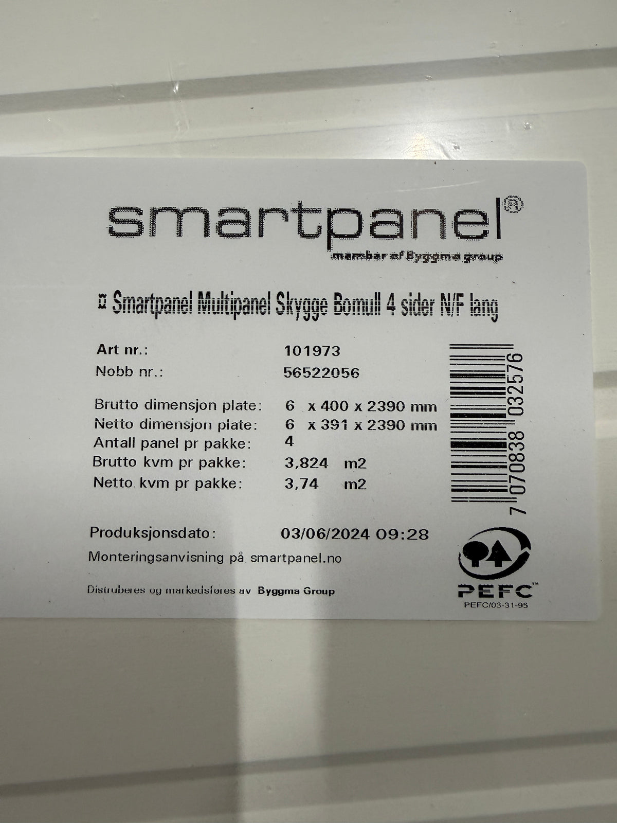 Parti Smartpanel Multipanel Skygge Bomull – 100st skivor, 93,449 m²