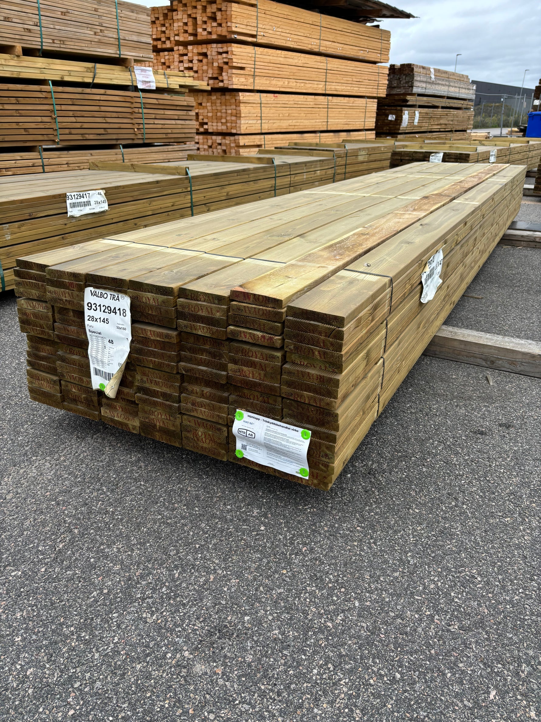 Paket Tryckimpregnerad Rillad Trall 28x145mm – 112st, 4,80m
