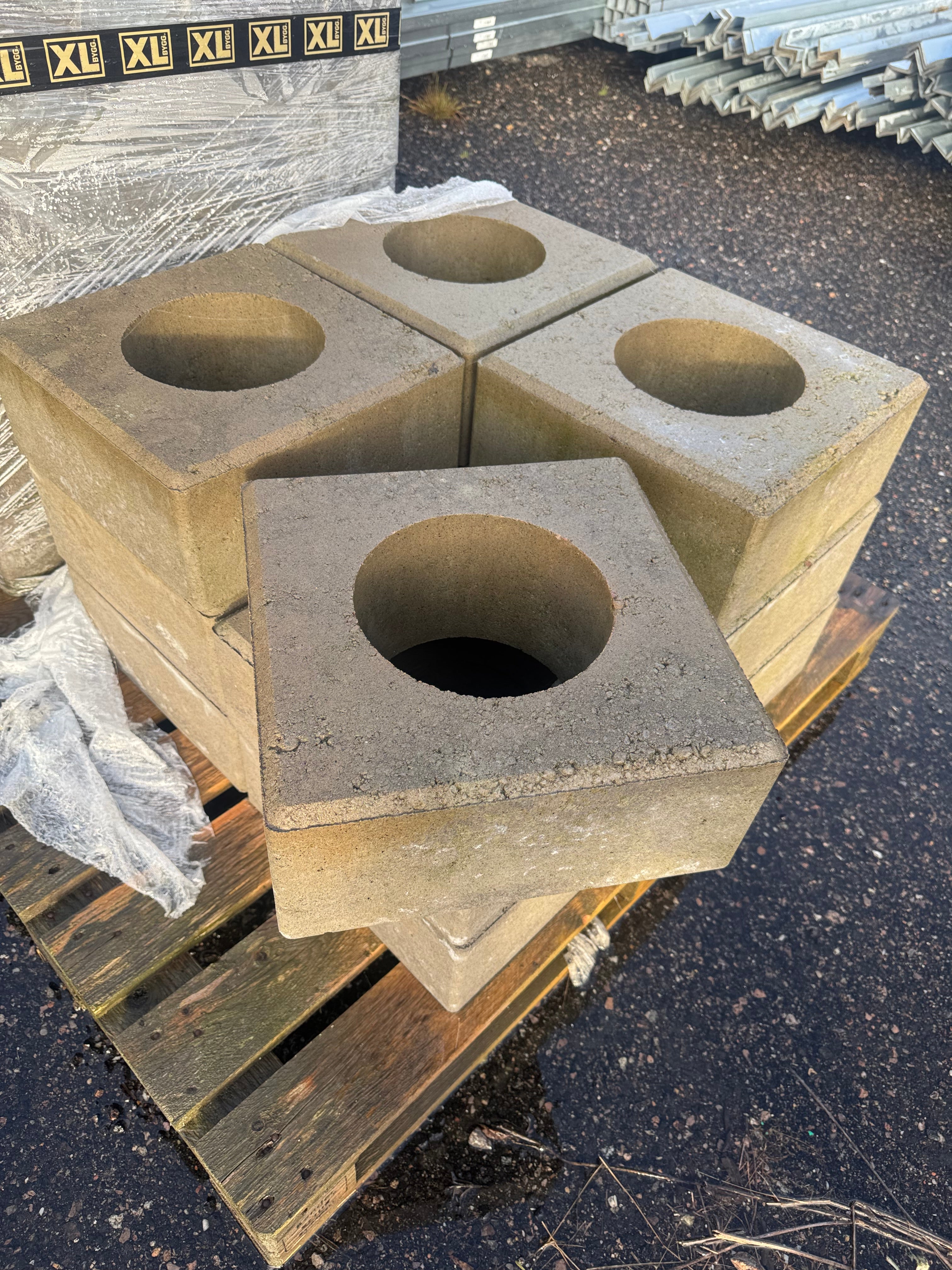 Stolpelement Slät 350x350x150mm – Ø200mm, Grå