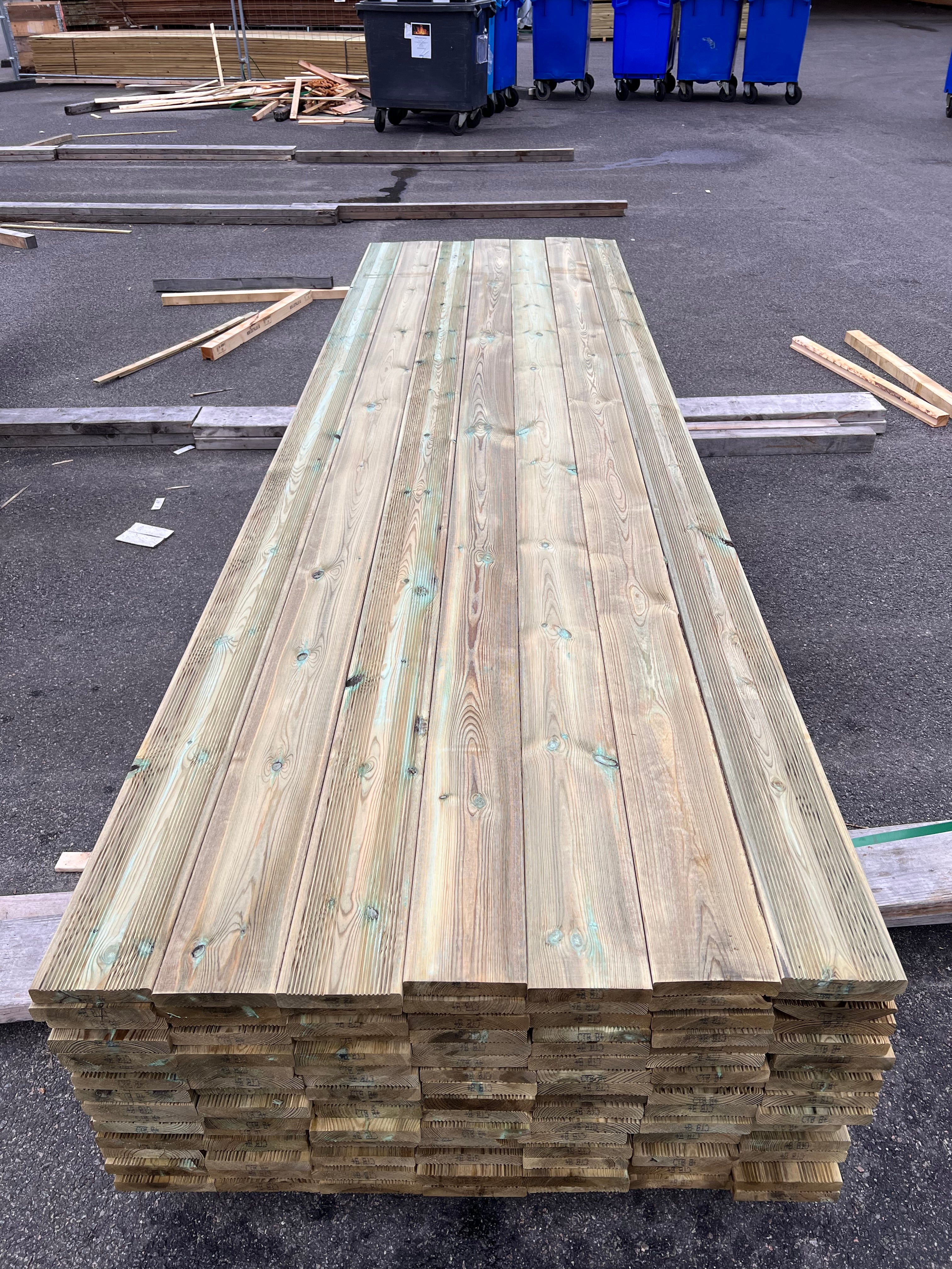 Tryckimpregnerad Rillad Trall 27x145 3,60 m – 112 st (B-sortering)