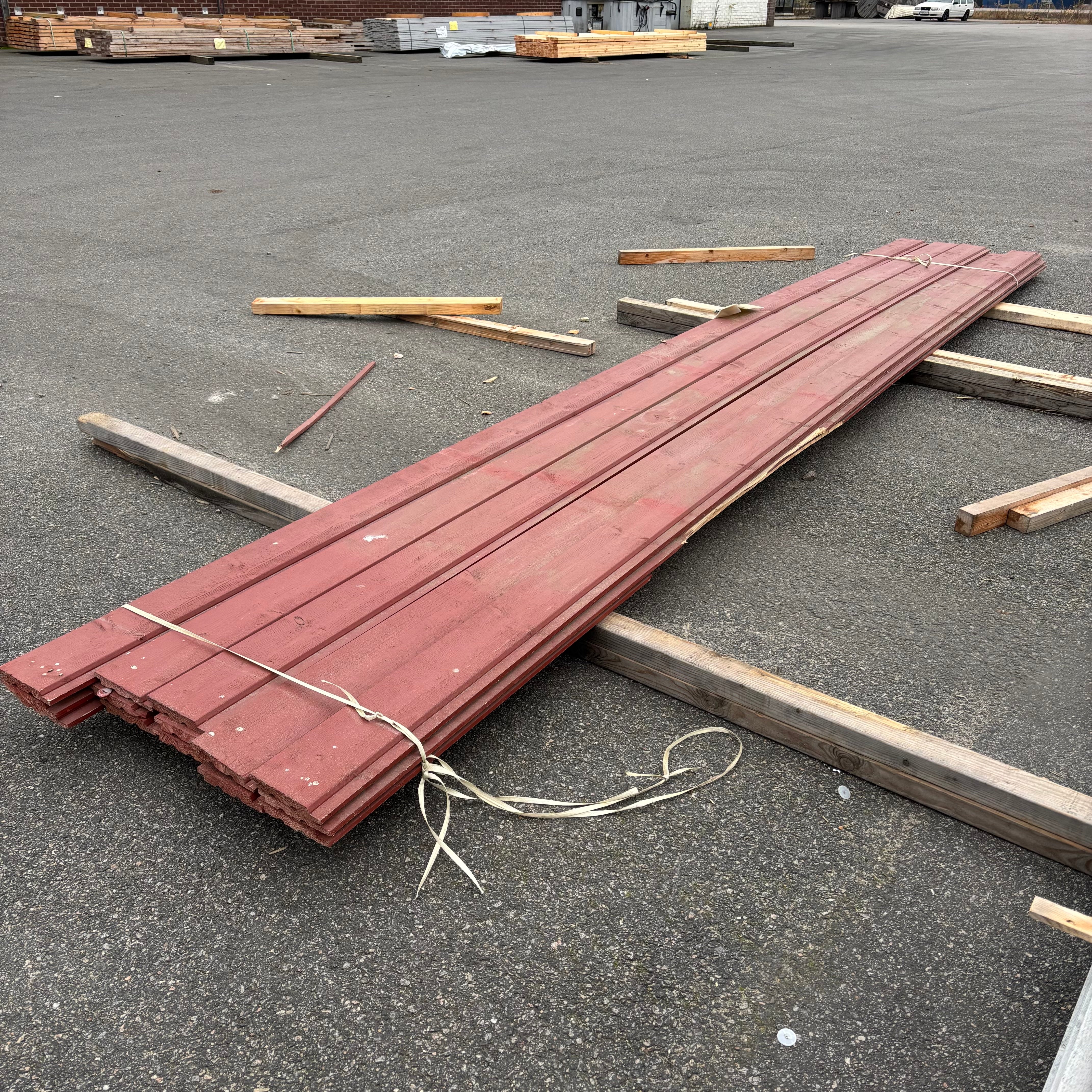 Paket Ytterpanel Falsad Enkelfas 24x147 mm – 14 st (5,10 m, Brandröd)