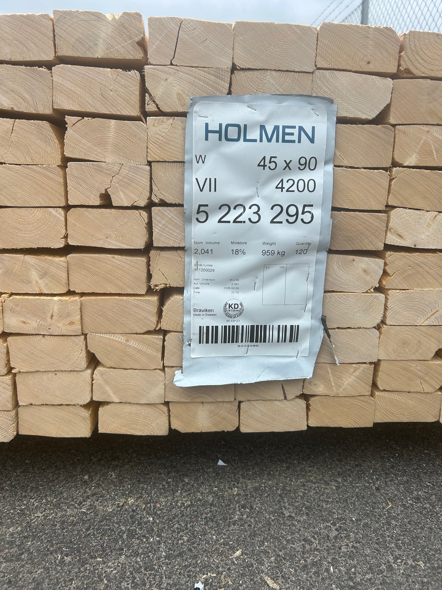 Paket Reglar 45x90mm 4,20m 120st Ohyvlat