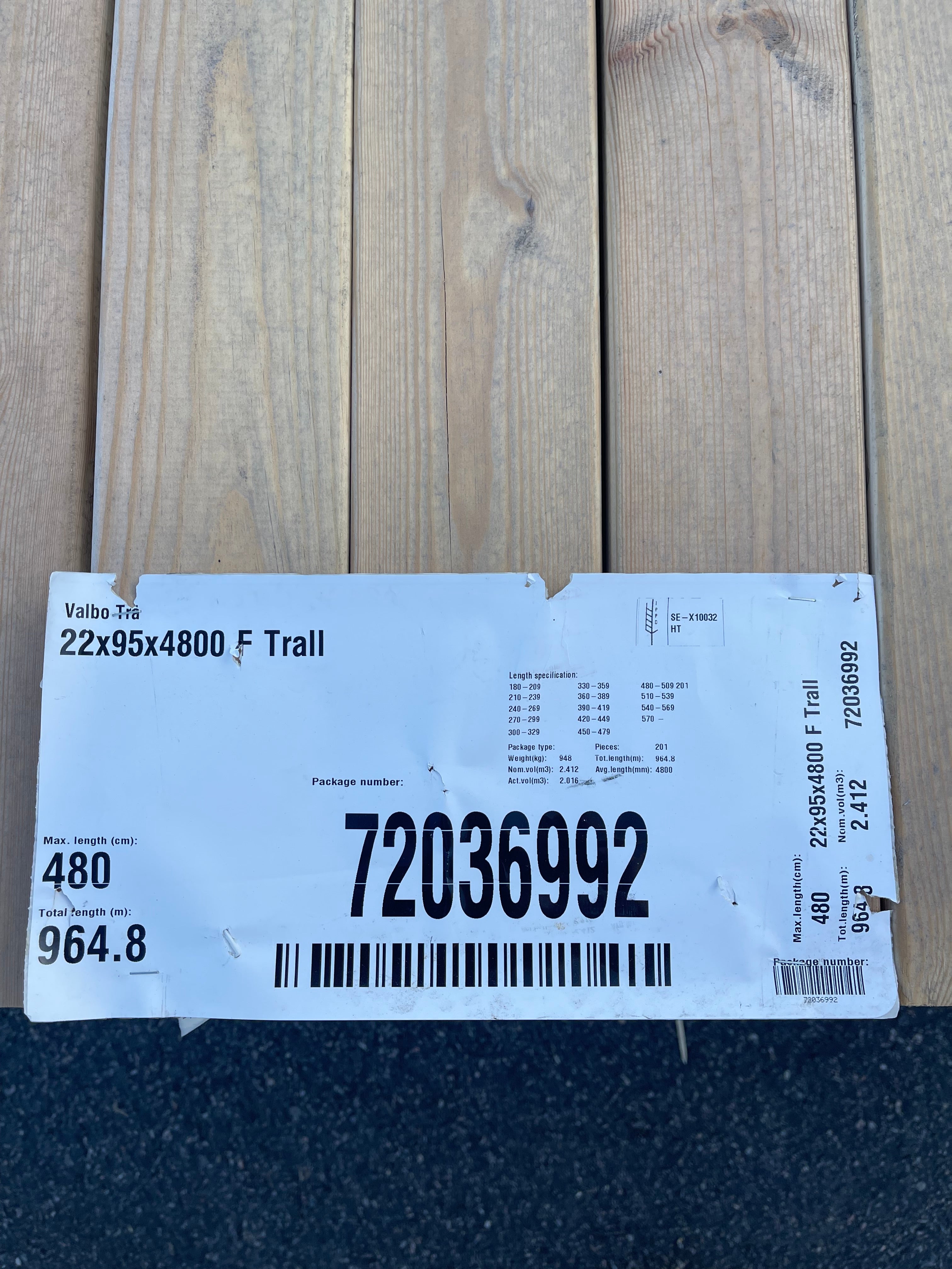 Paket Trall Furu Hyvlad 22x95 mm – 4,80 m – 202 st – Obehandlad